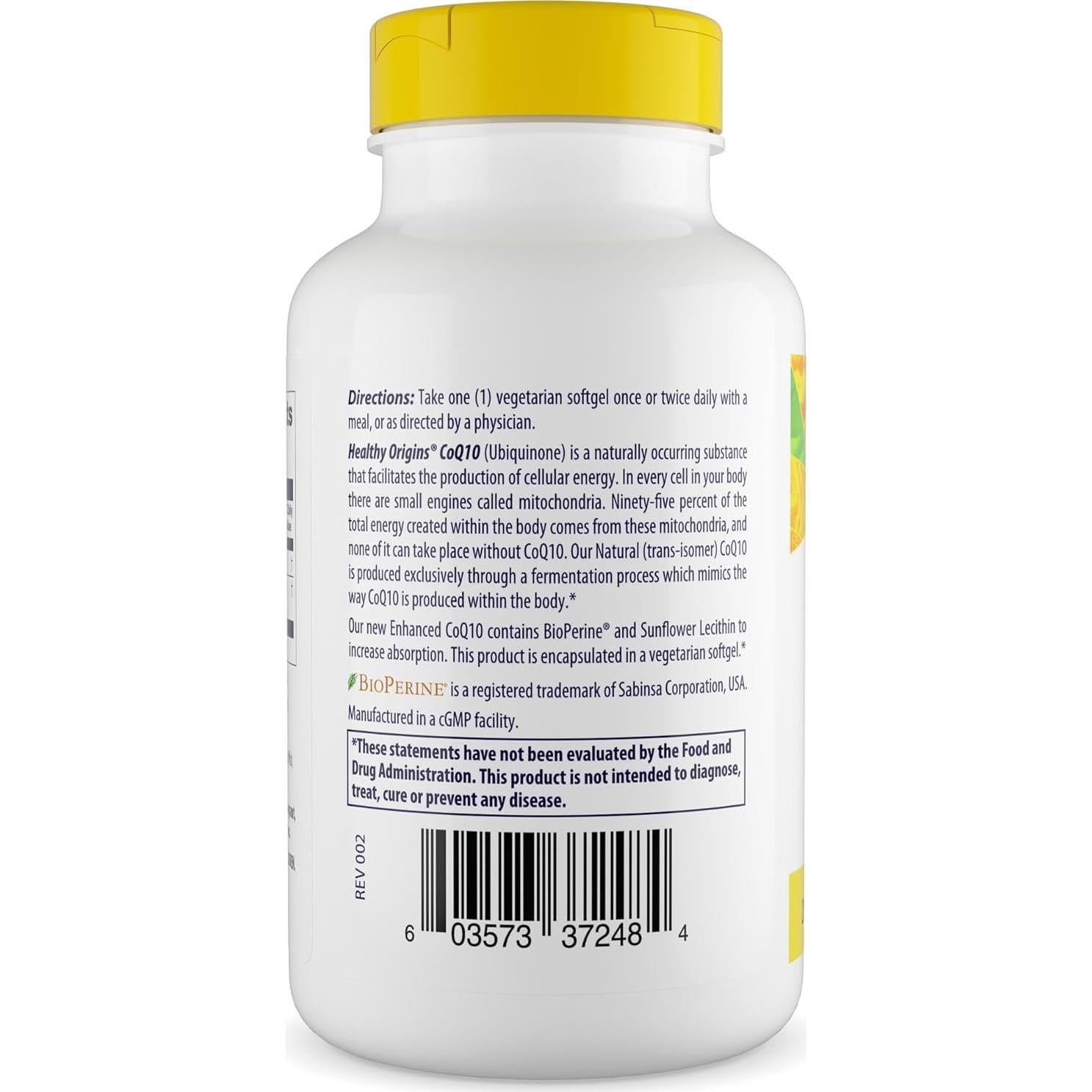 Suplemento CoQ10 Healthy Origins 200 mg con BioPerine 60 Geles