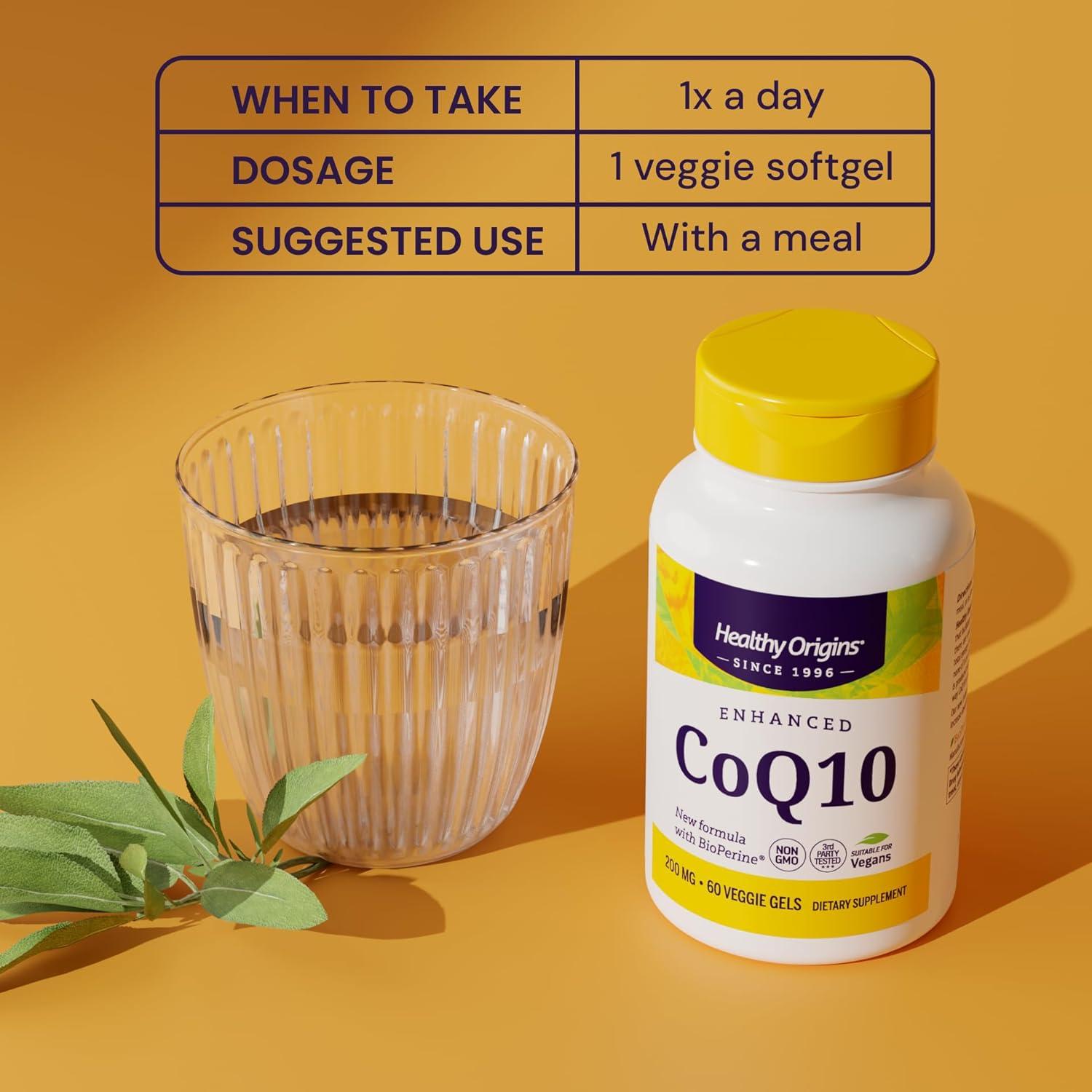 Suplemento CoQ10 Healthy Origins 200 mg con BioPerine 60 Geles