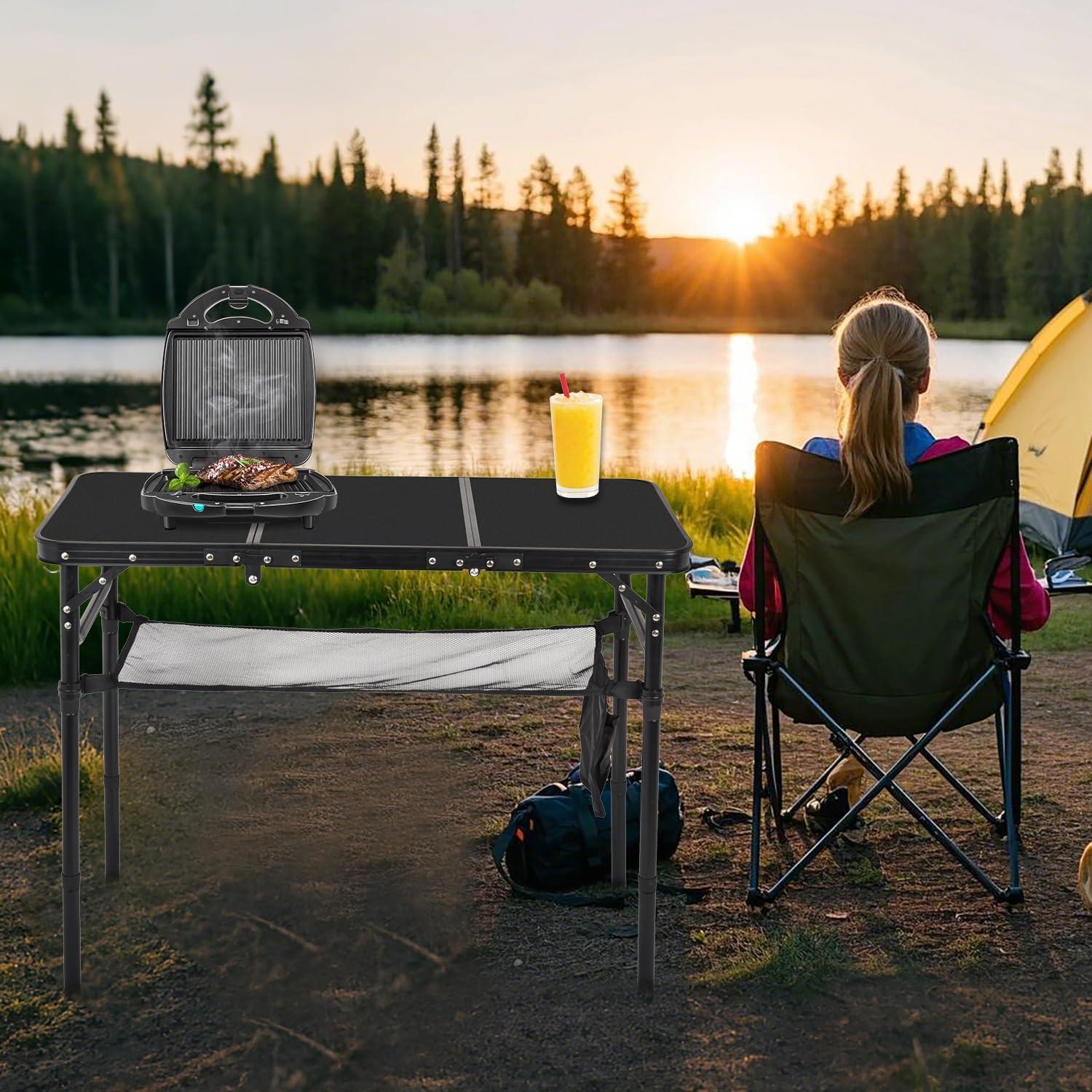 Mesa de Camping Plegable Geastsheng G-60x40 Ajustable Negra