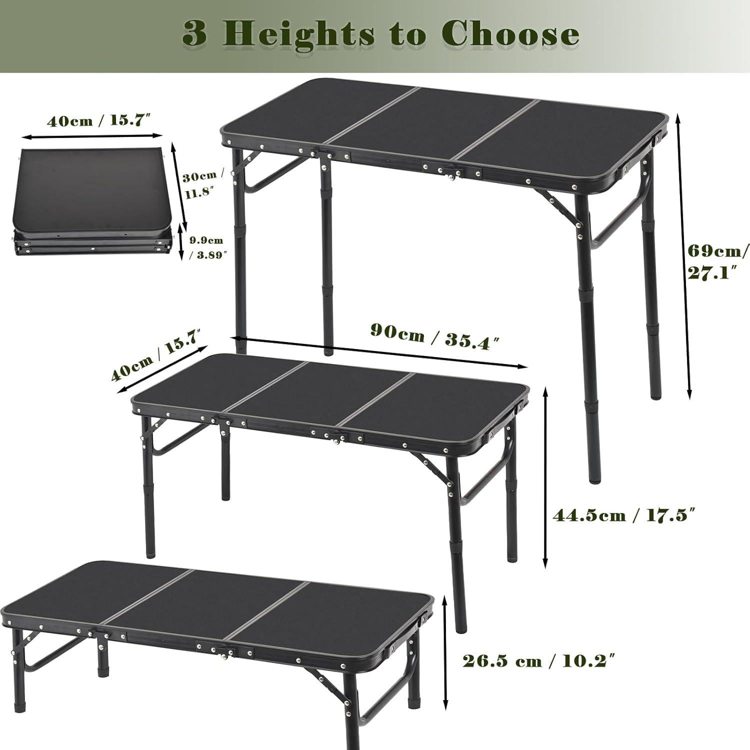 Mesa de Camping Plegable Geastsheng G-60x40 Ajustable Negra