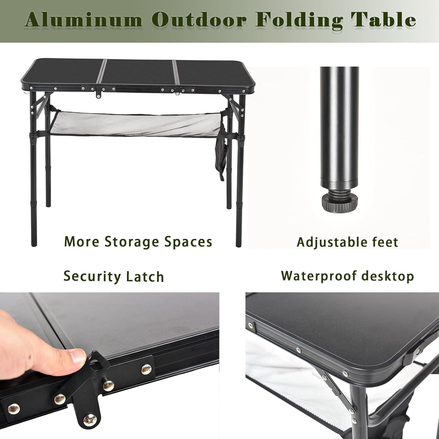 Mesa de Camping Plegable Geastsheng G-60x40 Ajustable Negra