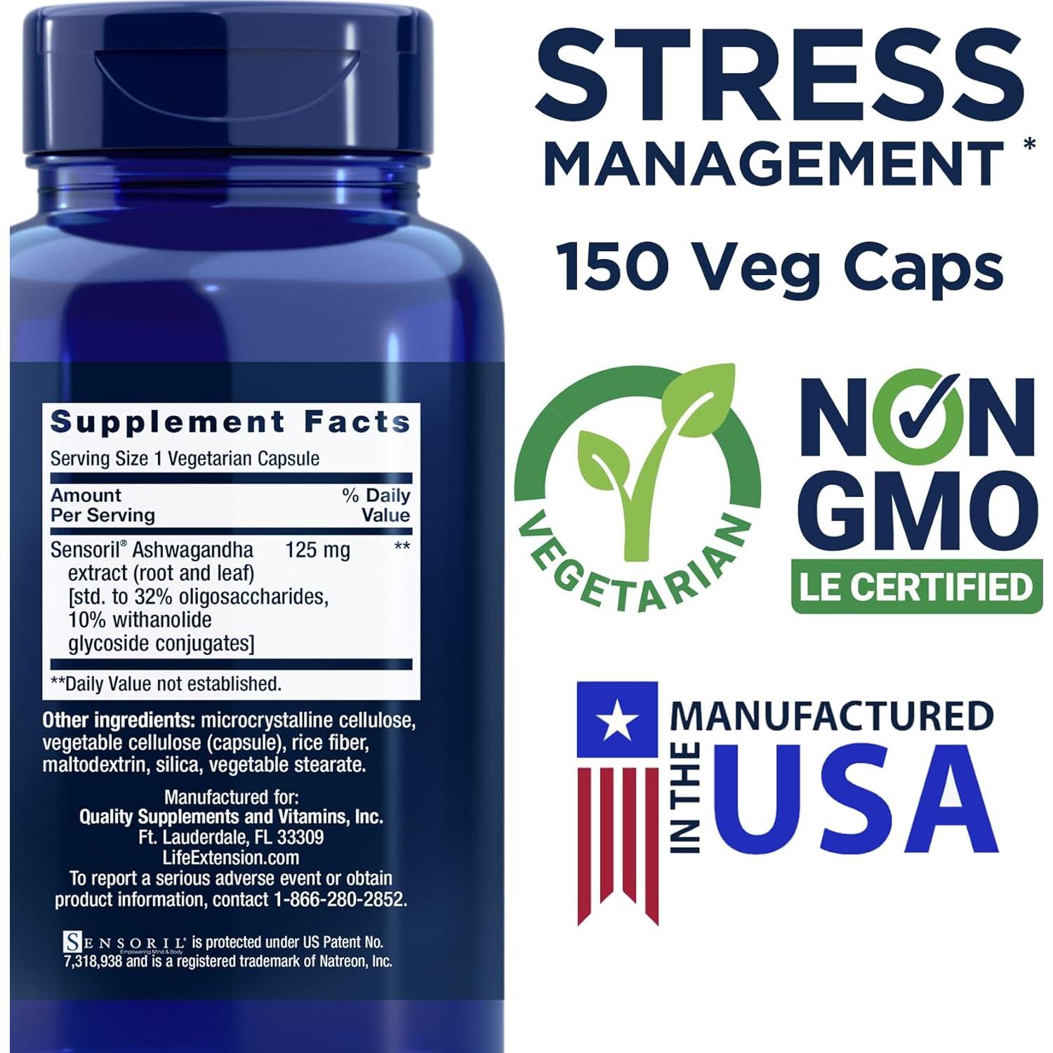 Ashwagandha Optimizada Life Extension 150 Cápsulas Veganas