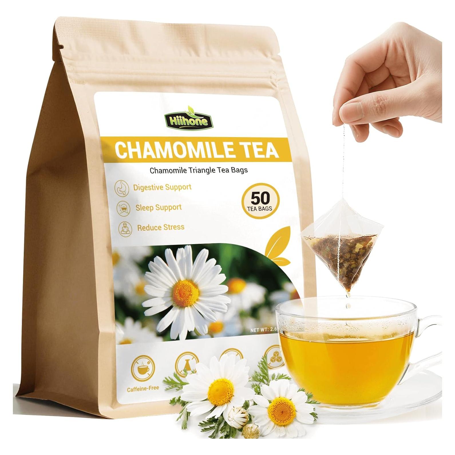 Té de Manzanilla HIIHONE - 50 Bolsitas Sin Azúcar y Cafeína