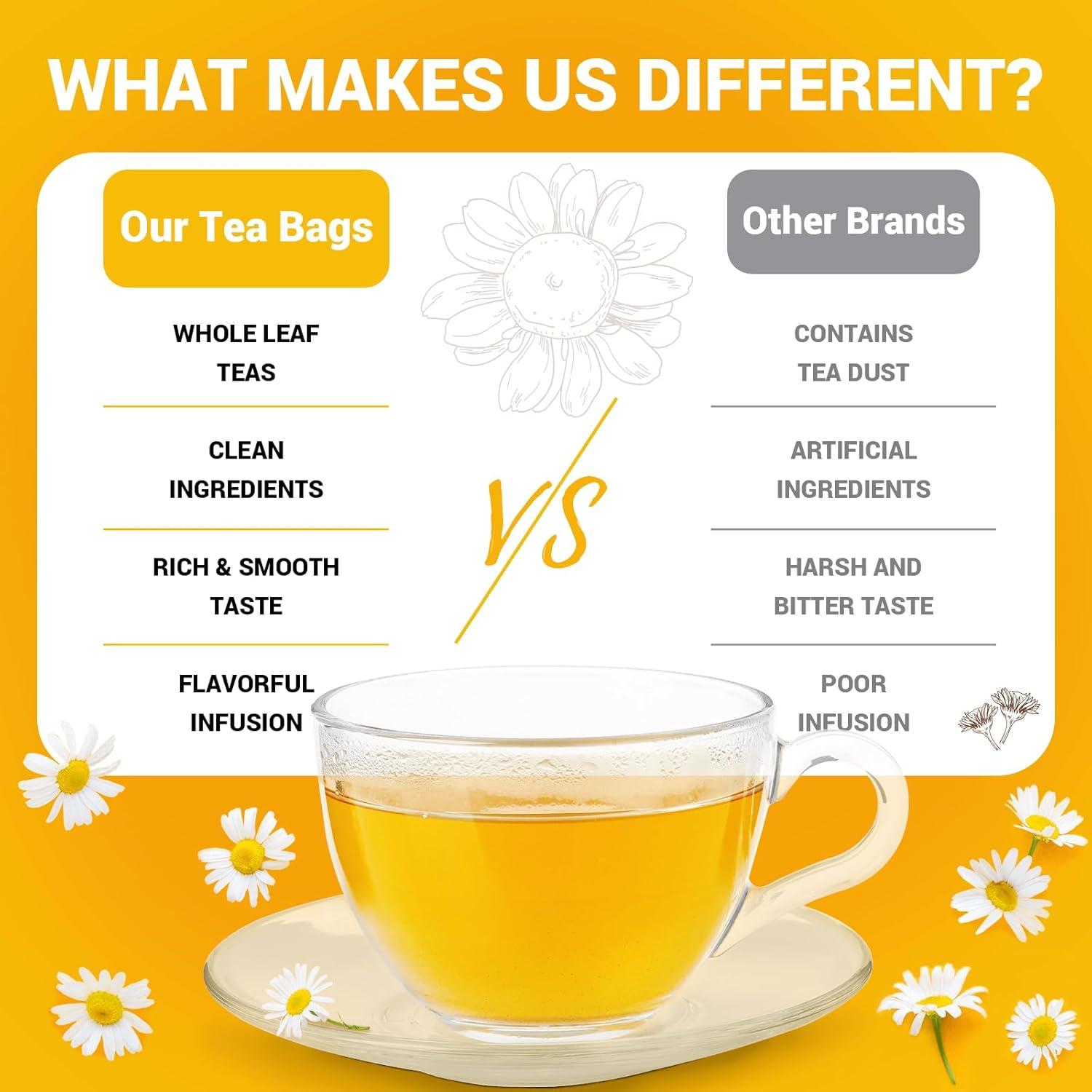 Té de Manzanilla HIIHONE - 50 Bolsitas Sin Azúcar y Cafeína