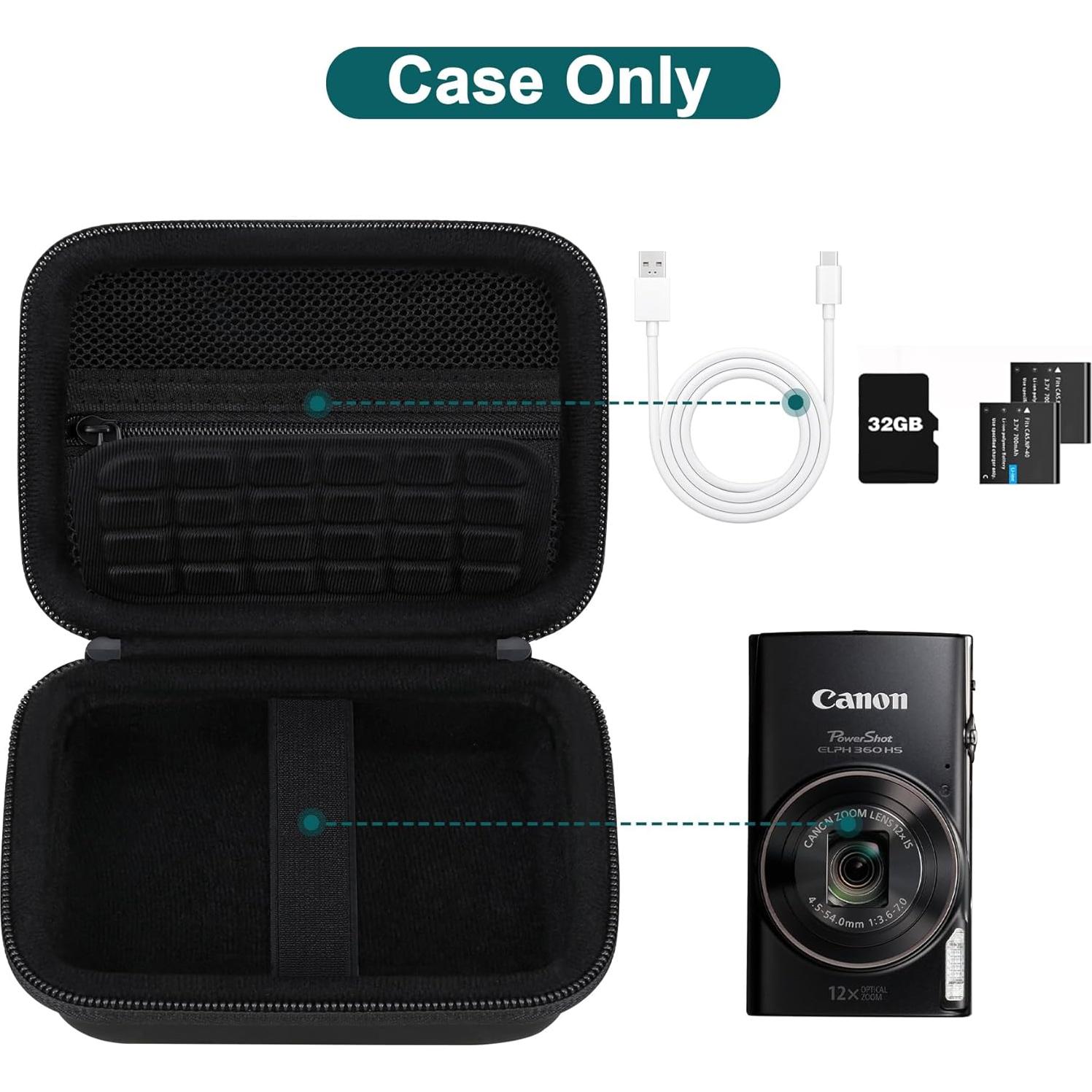Funda Canboc para Cámara Canon PowerShot ELPH 360 Negra