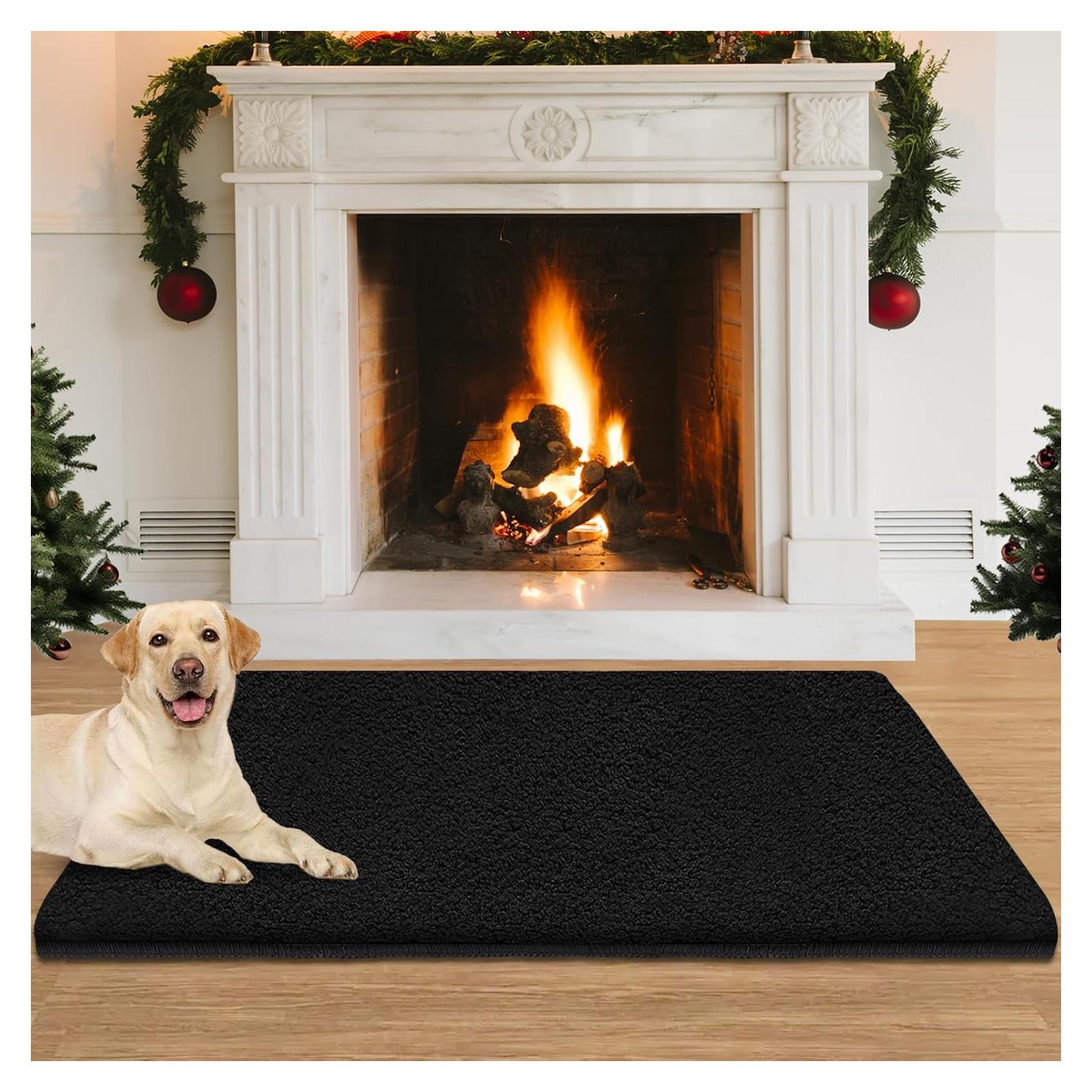 Alfombra para Chimenea TOHONFOO 61x91 cm Antideslizante Negra