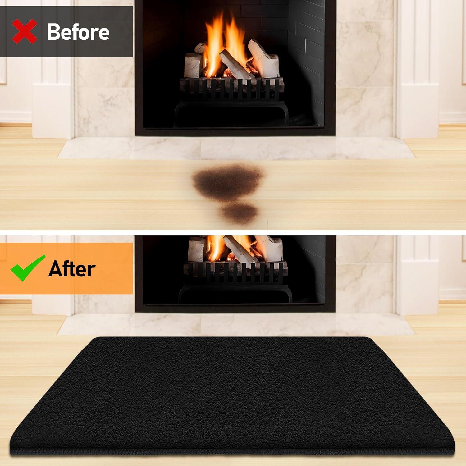 Alfombra para Chimenea TOHONFOO 61x91 cm Antideslizante Negra