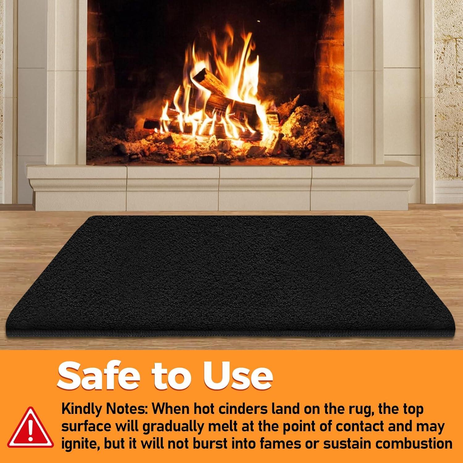 Alfombra para Chimenea TOHONFOO 61x91 cm Antideslizante Negra