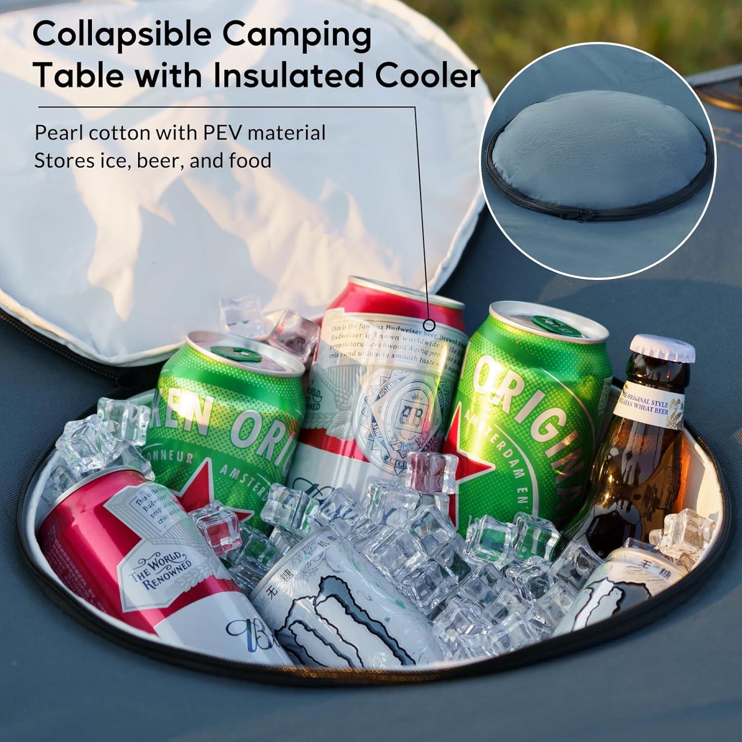 Mesa de Picnic Plegable Thallike con Enfriador 54.61x54.61cm