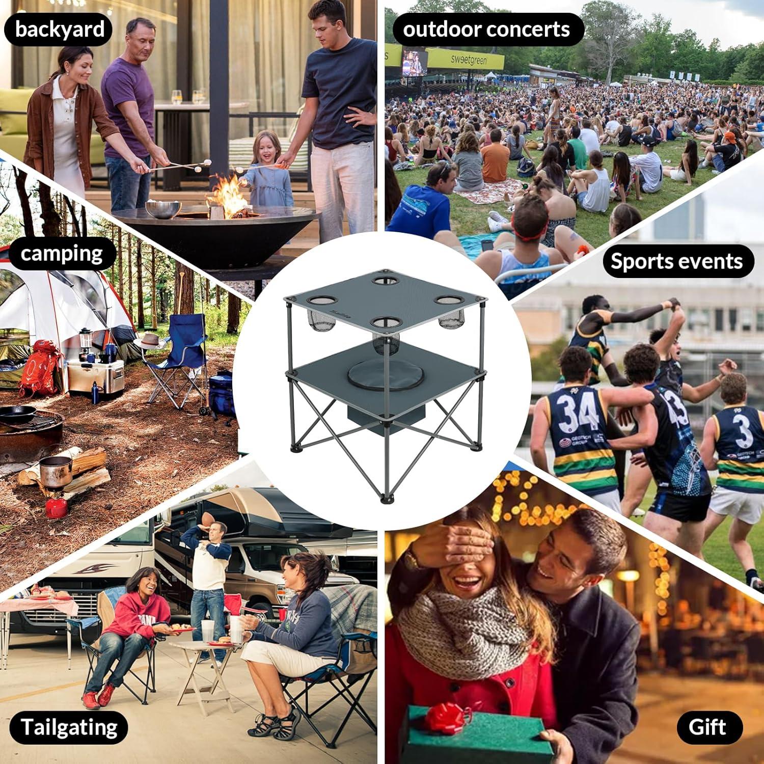 Mesa de Picnic Plegable Thallike con Enfriador 54.61x54.61cm