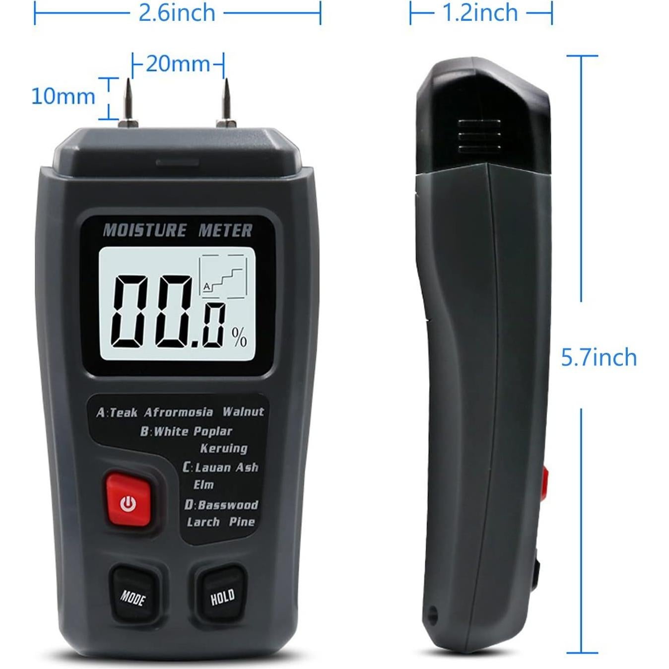 Medidor de Humedad de Madera Digital QYQRQF LCD 0-99.9%