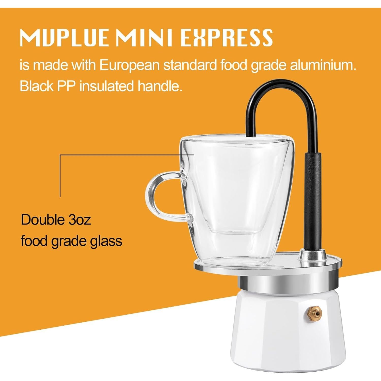 Cafetera Moka MVPLUE Mini Express + Taza Doble Pared 3oz