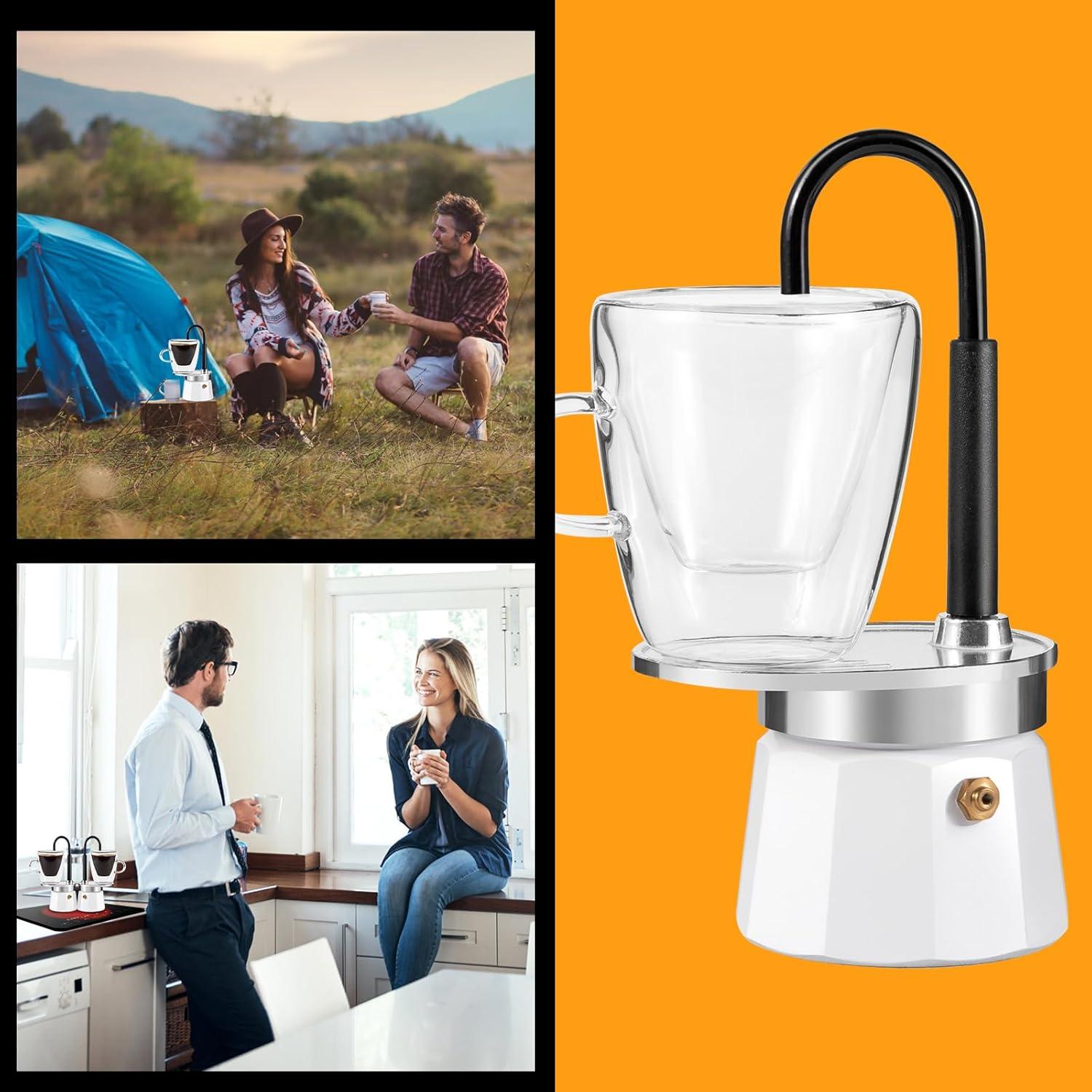 Cafetera Moka MVPLUE Mini Express + Taza Doble Pared 3oz