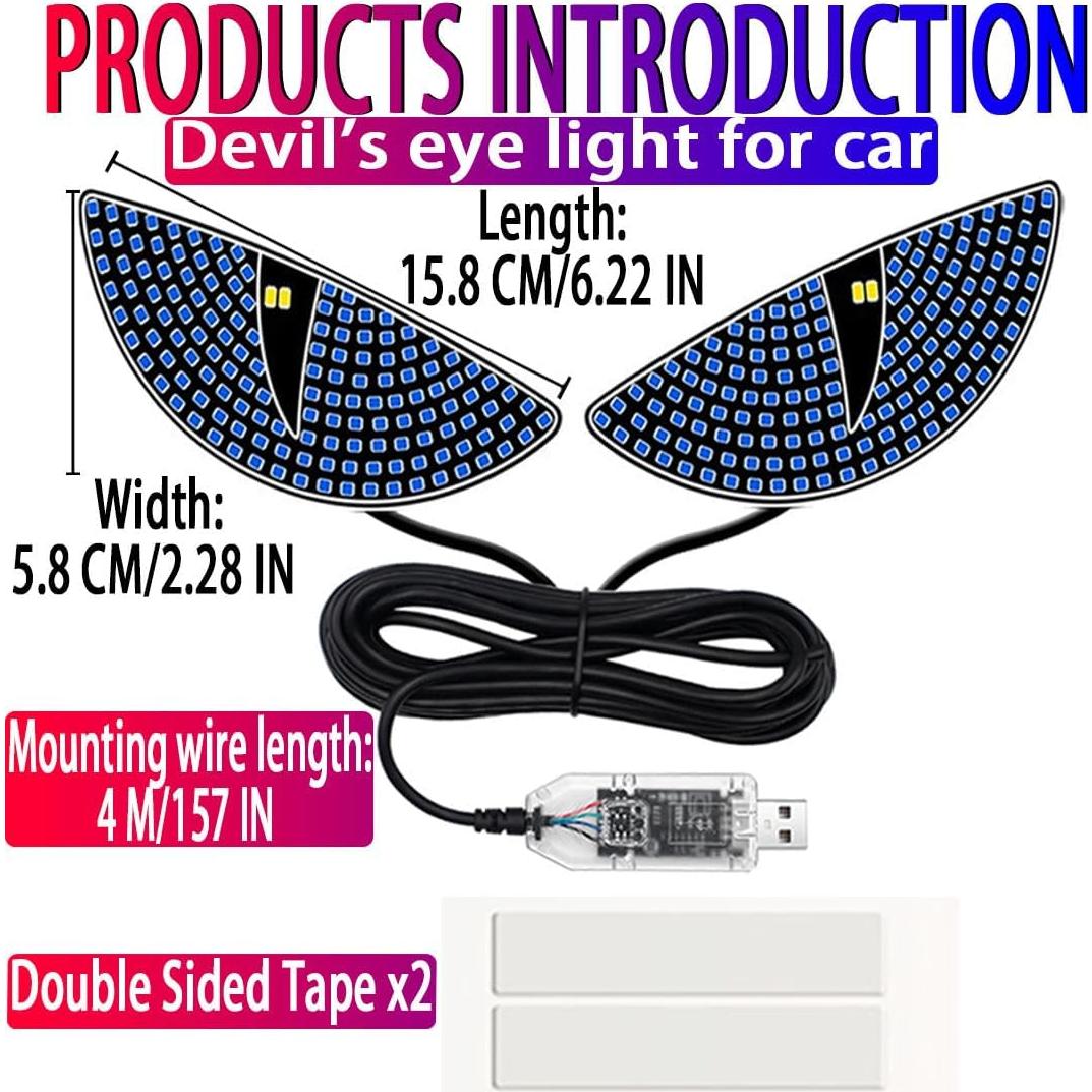 Luz LED Ojos de Diablo GKKBUFF Azul 12 Modos para Coche