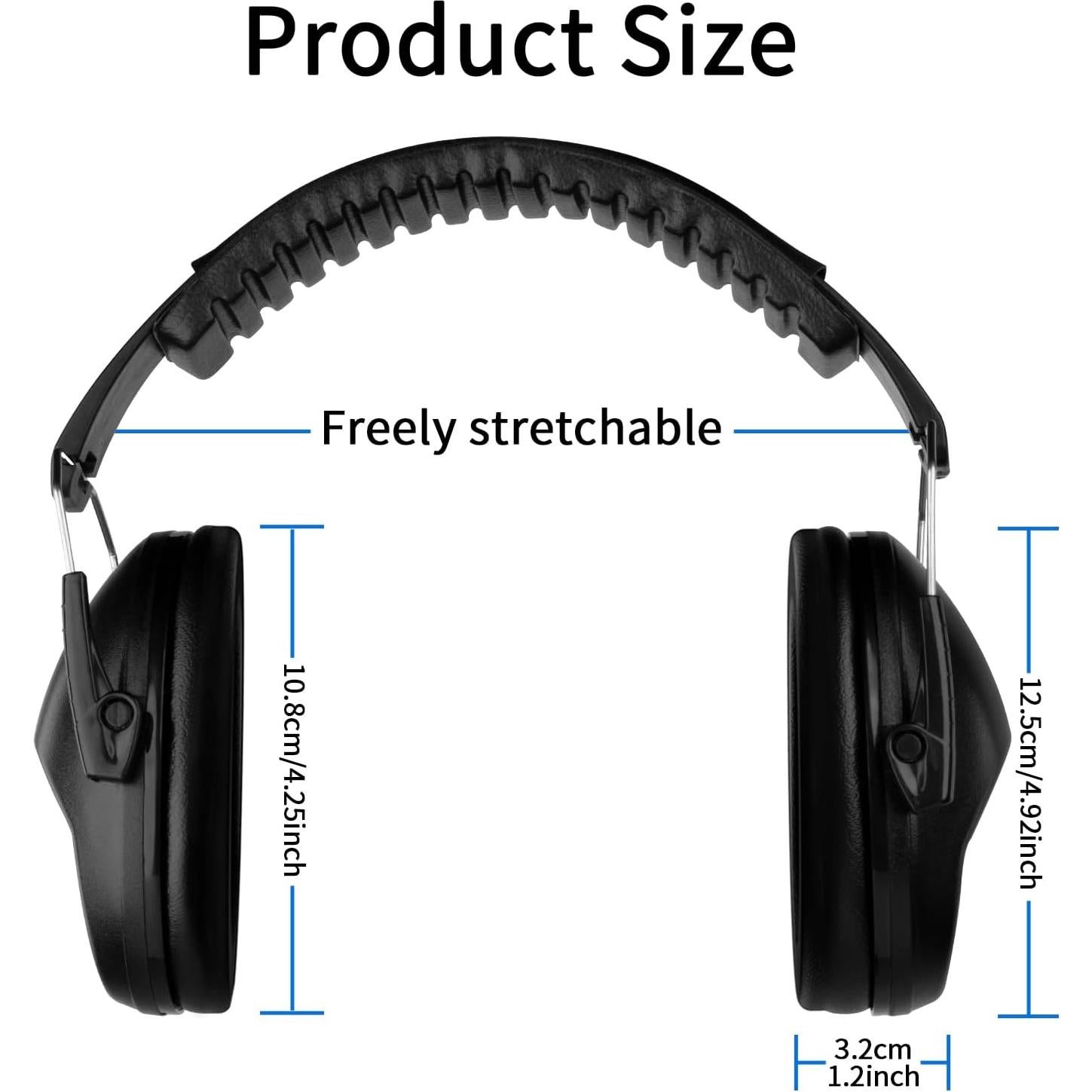 Paquete de 2 Auriculares de Seguridad NRR 20 dB - Azul, Verde, Negro, Rosa