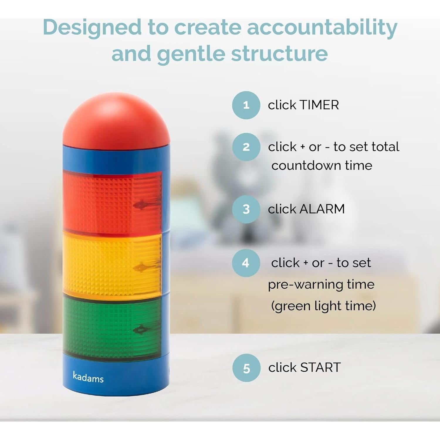 Temporizador Visual KADAMS para Niños - Alarma Semáforo 24h