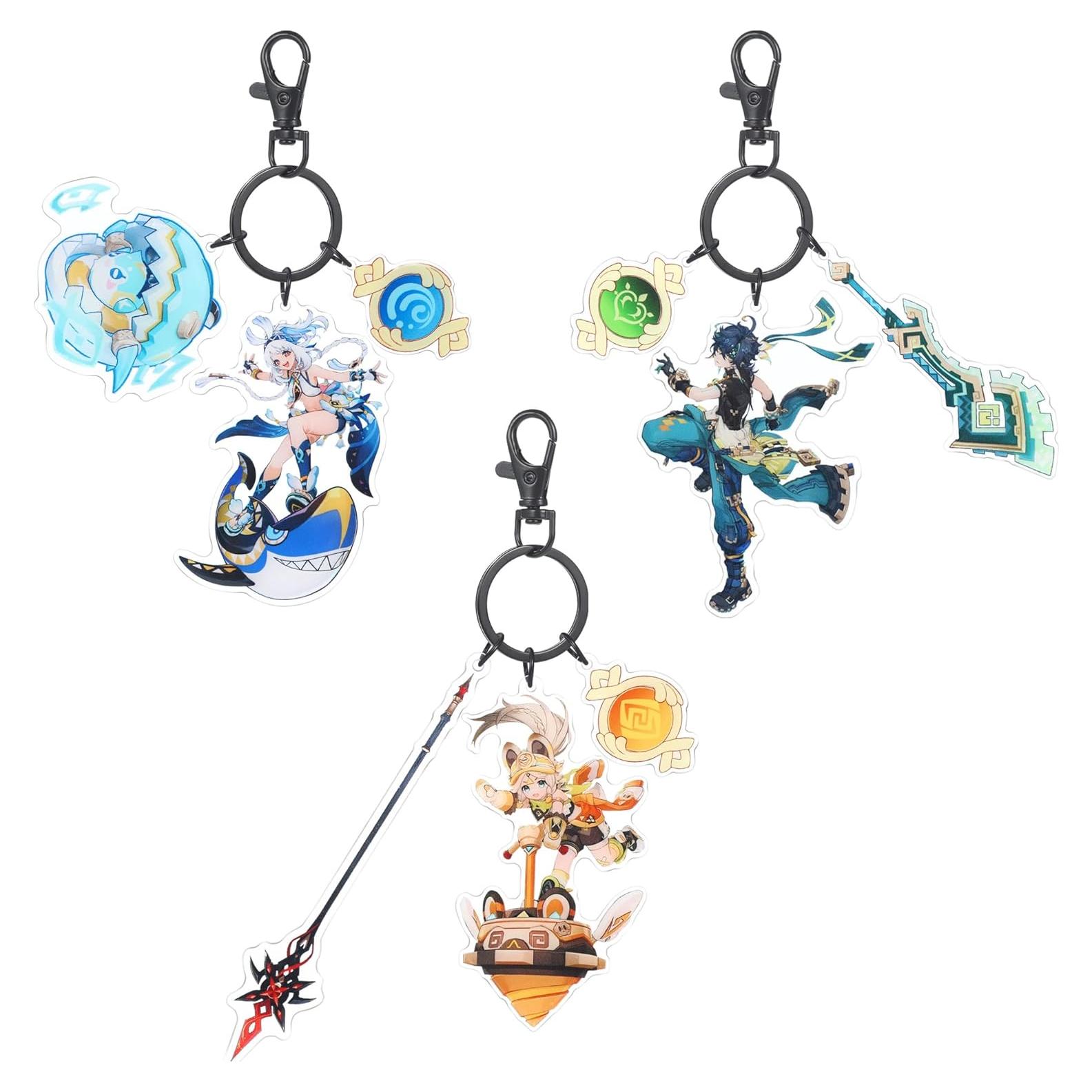 Juego de llaveros de acrílico GI UTIEHD - 3 piezas, personajes anime