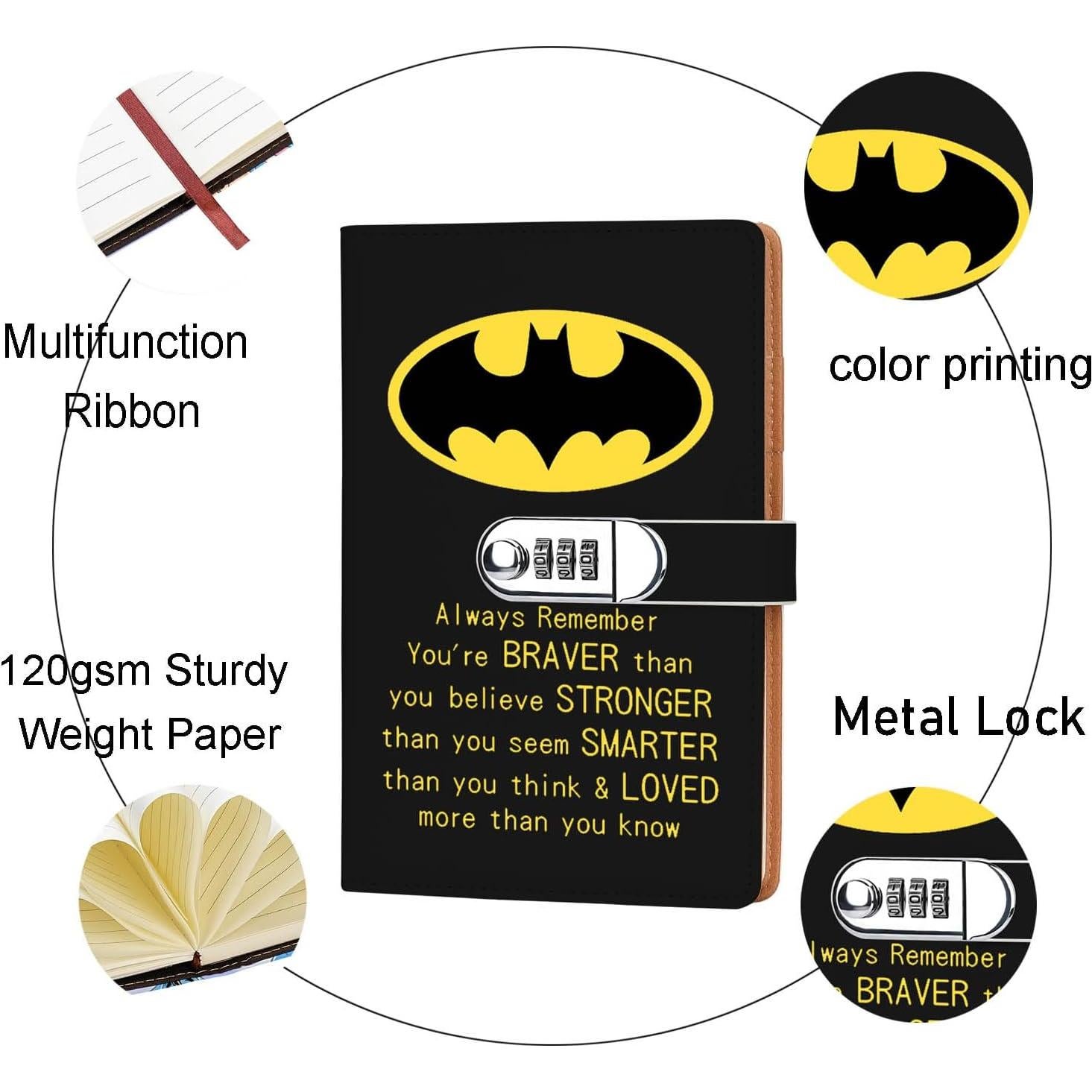 Cuaderno de Combinación de Cerradura JOHSBYD de Cuero 200 Páginas