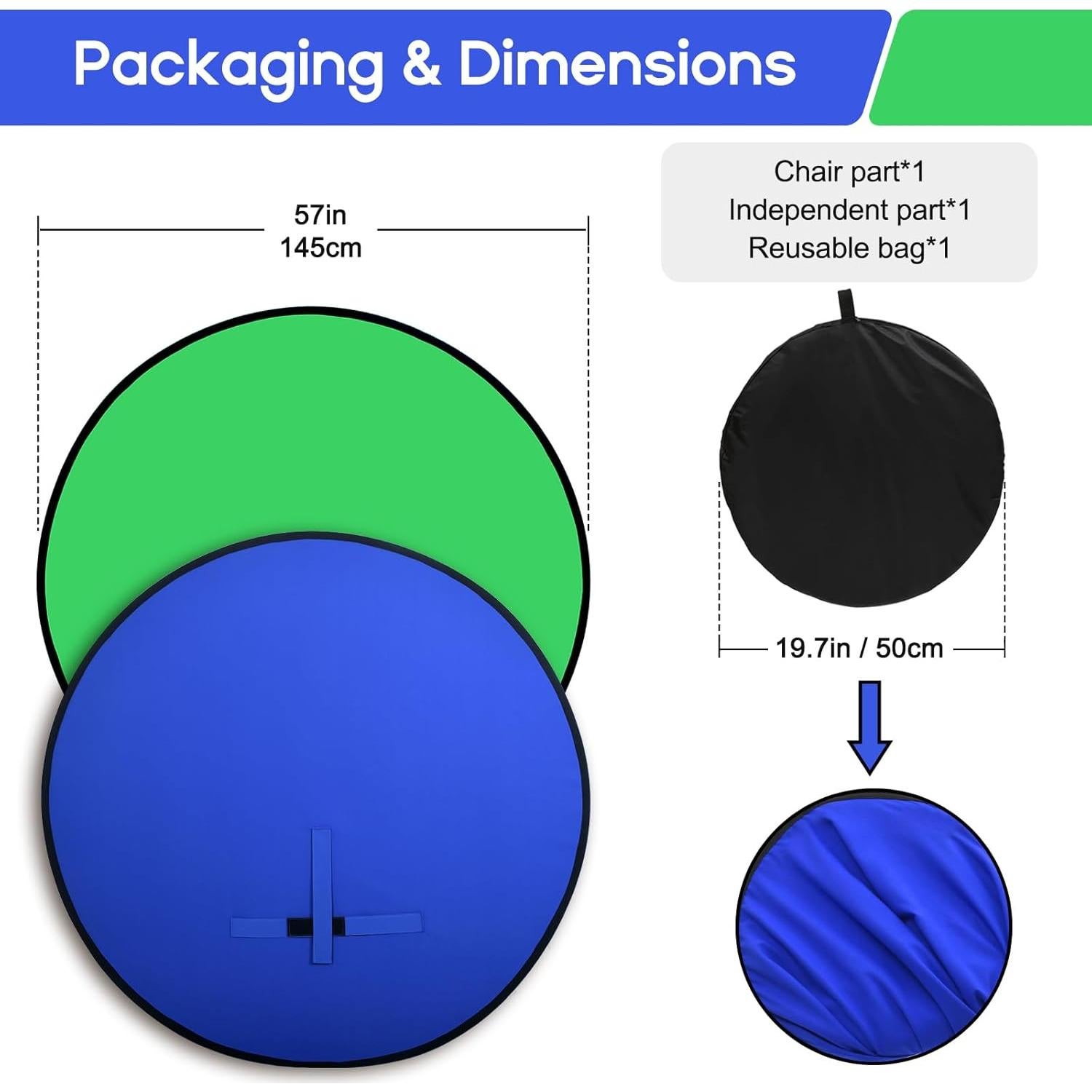 Silla portátil con fondo verde RGTBANWPN 145 cm plegable