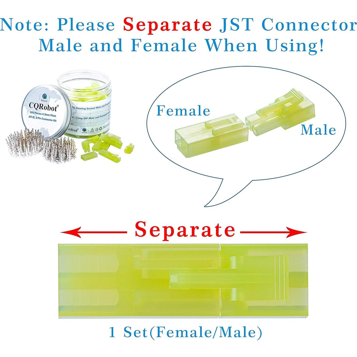 Conector JST EL 4.5 mm 2 Pines CQRobot 50 Juegos 300 Piezas