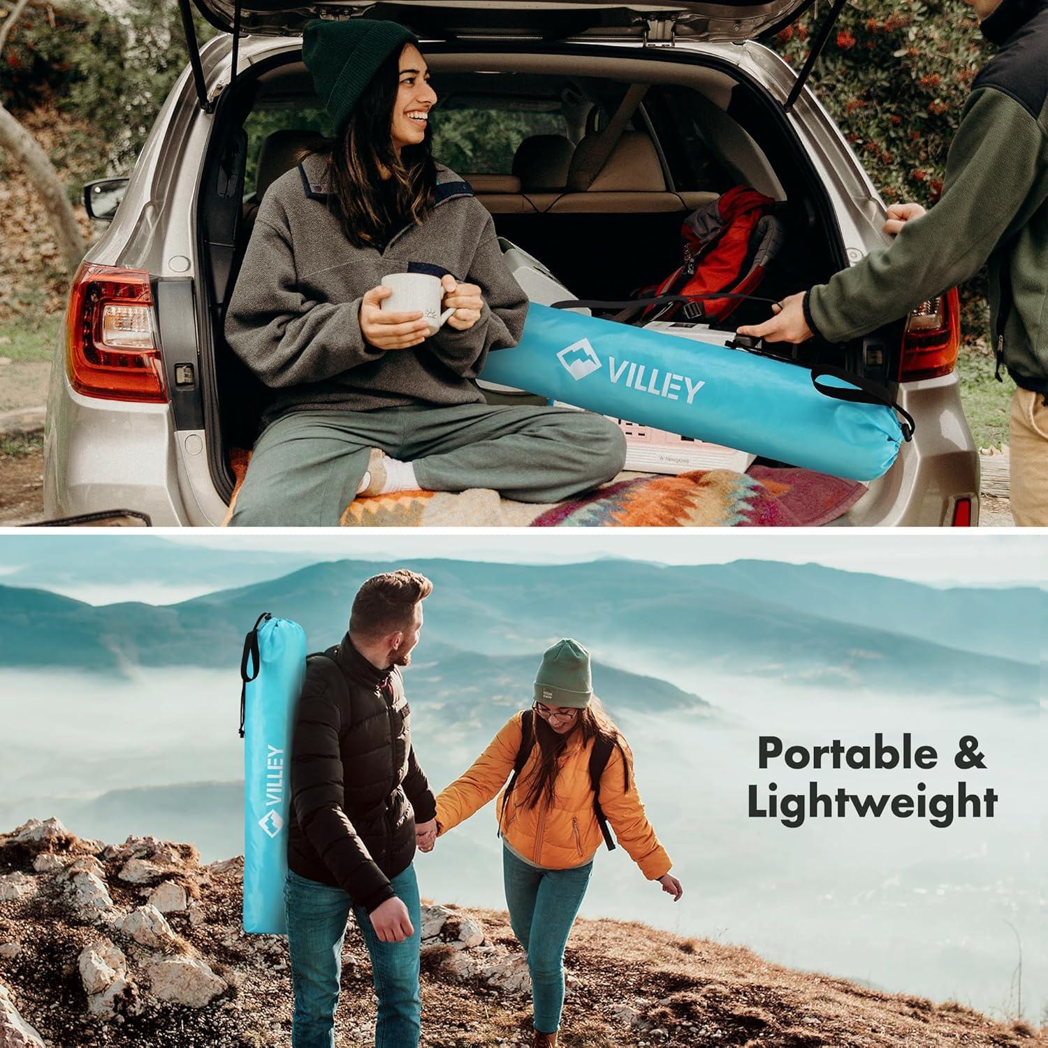 Mesa de Camping Plegable VILLEY Azul 55.4x42 cm con 2 Portavasos