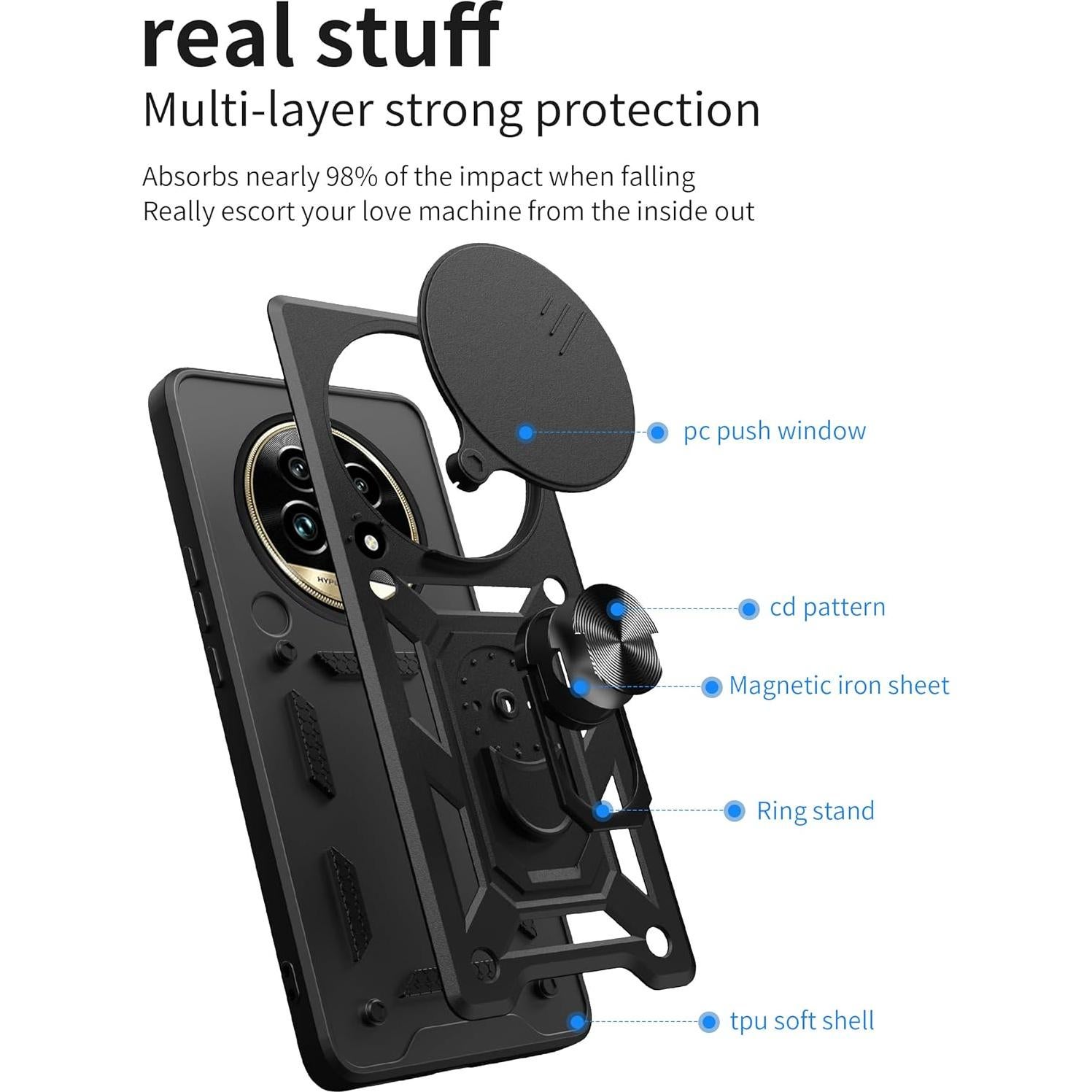 Funda Protectora Kukoufey para Realme P2 Pro 5G - Negro