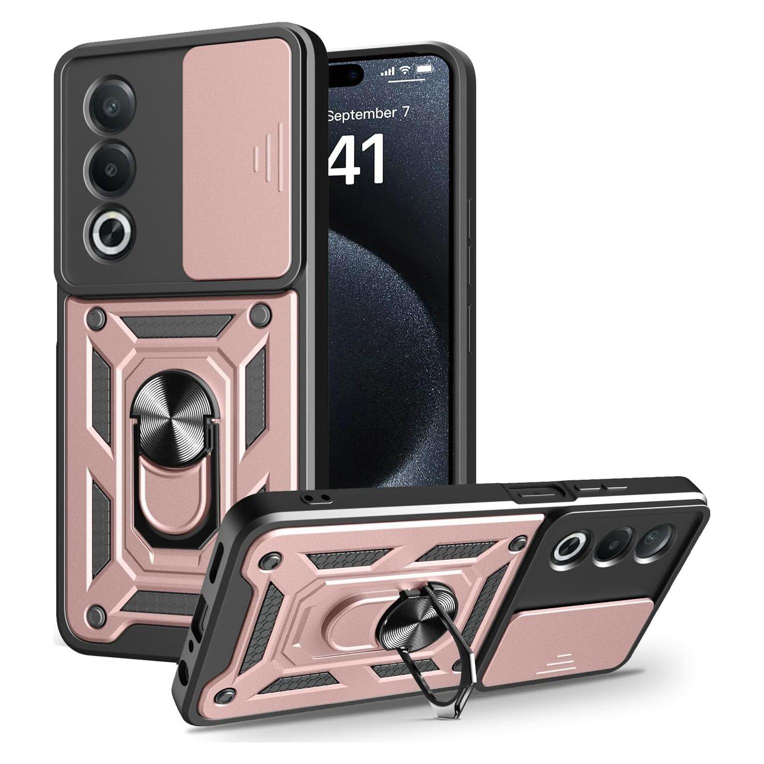 Funda protectora Kukoufey Rosa para Oppo A80 5G con tapa deslizante