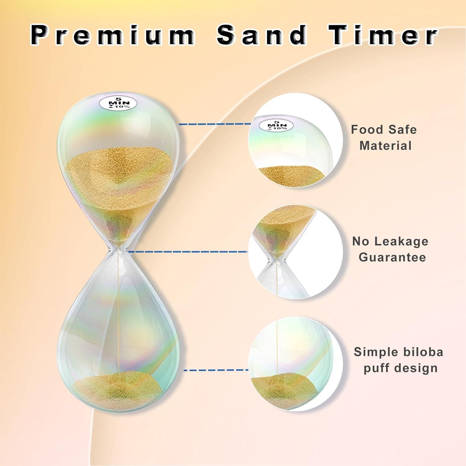 Reloj de Arena 10 Minutos YLTIMER Dorado Vidrio Colorido