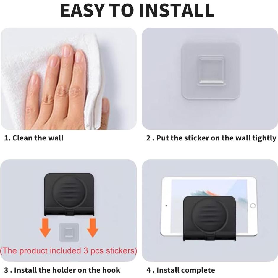 Soporte de Teléfono de Pared OOLYCIO Autoadhesivo Negro