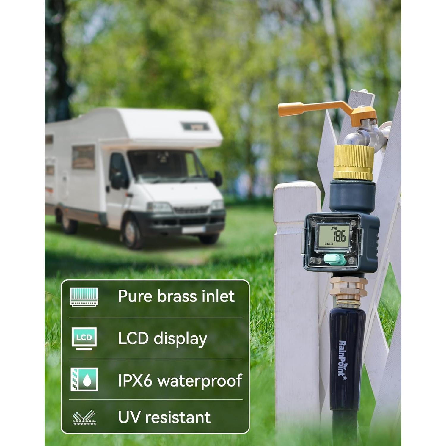 Medidor de Flujo de Agua RAINPOINT Bronce 5% Precisión 9999.9L
