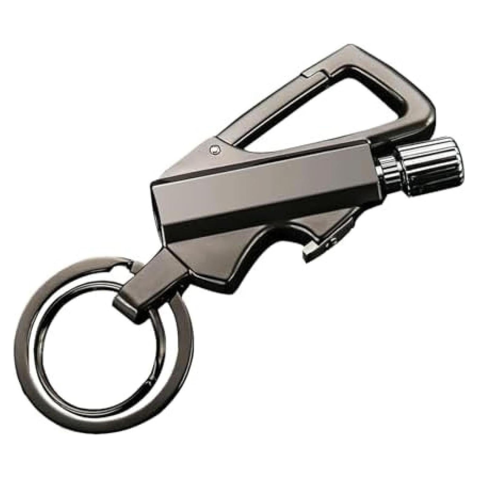 Keychain Lighter with Eternal Match, Windproof & Waterproof, Reusable Portable Butane-Free Multitool, Includes Bottle Opener, for Camping, Hiking, Outdoor Survival, Gift Box Included (Black)