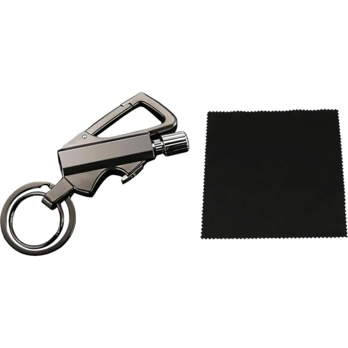 Keychain Lighter with Eternal Match, Windproof & Waterproof, Reusable Portable Butane-Free Multitool, Includes Bottle Opener, for Camping, Hiking, Outdoor Survival, Gift Box Included (Black)