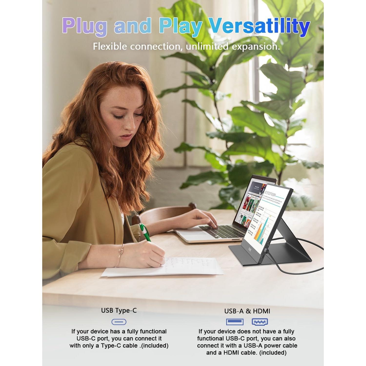 Monitor Portátil WUAWE 14" 1080P USB-C HDMI para Laptop