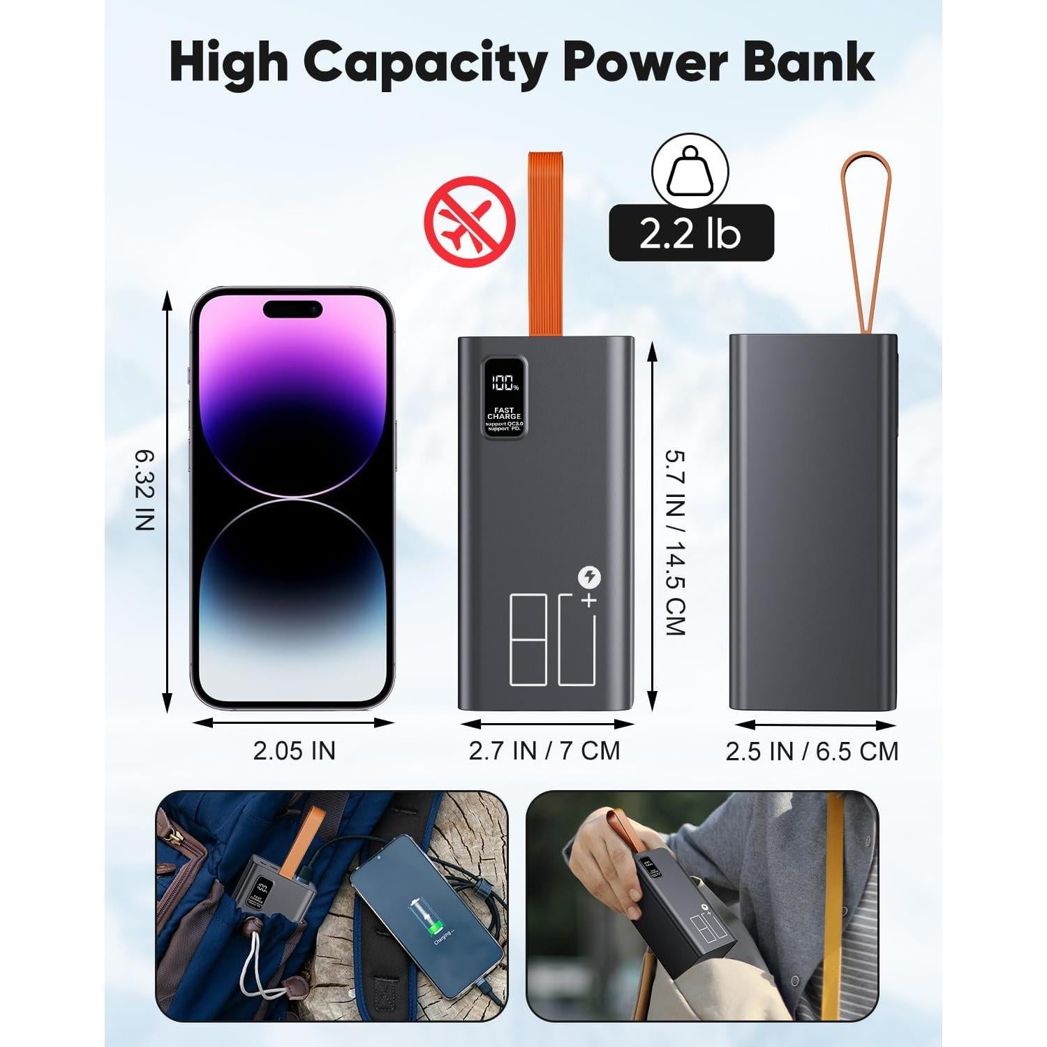 Banco de Energía 80000mAh Liahomco Cargador Portátil 30W