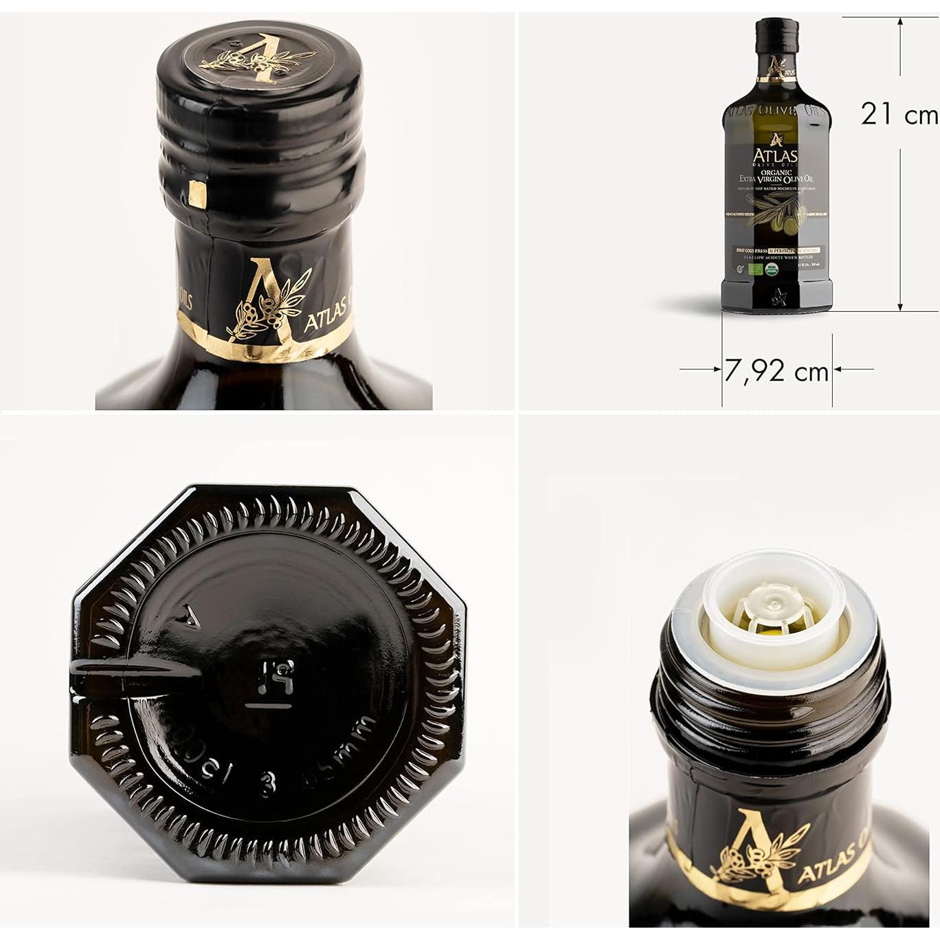 Aceite de Oliva Extra Virgen Orgánico Atlas 500 mL Prensado en Frío