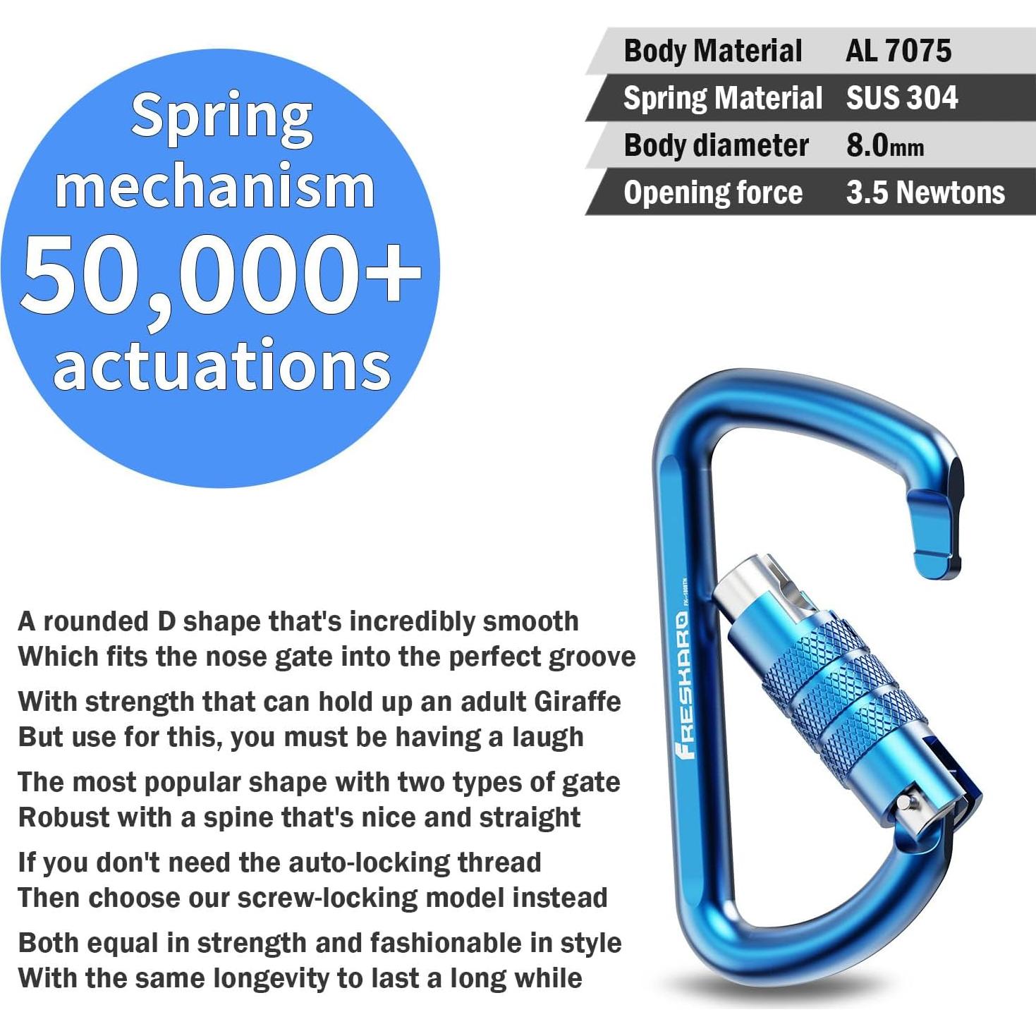 Mosquetón FresKaro FK-1808TN 3cm Aluminio 12kN 3pcs