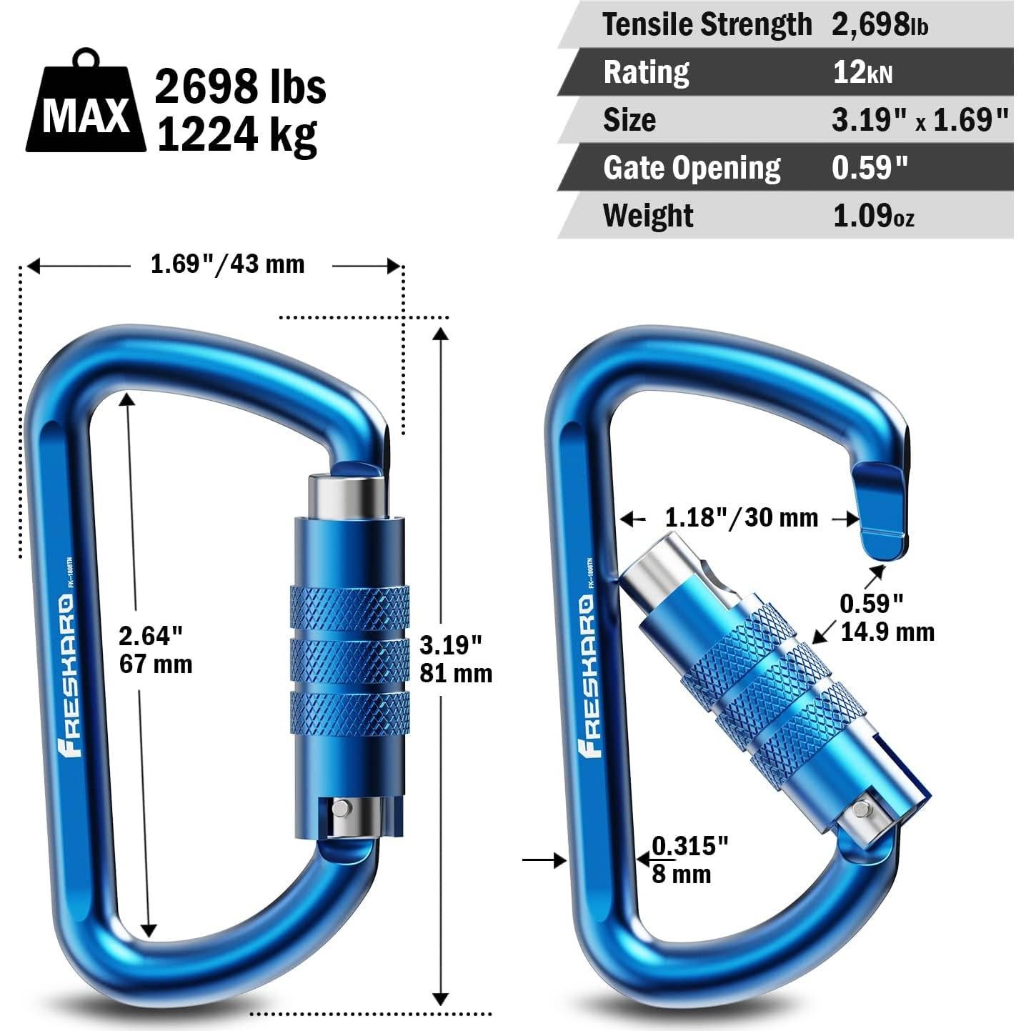 Mosquetón FresKaro FK-1808TN 3cm Aluminio 12kN 3pcs