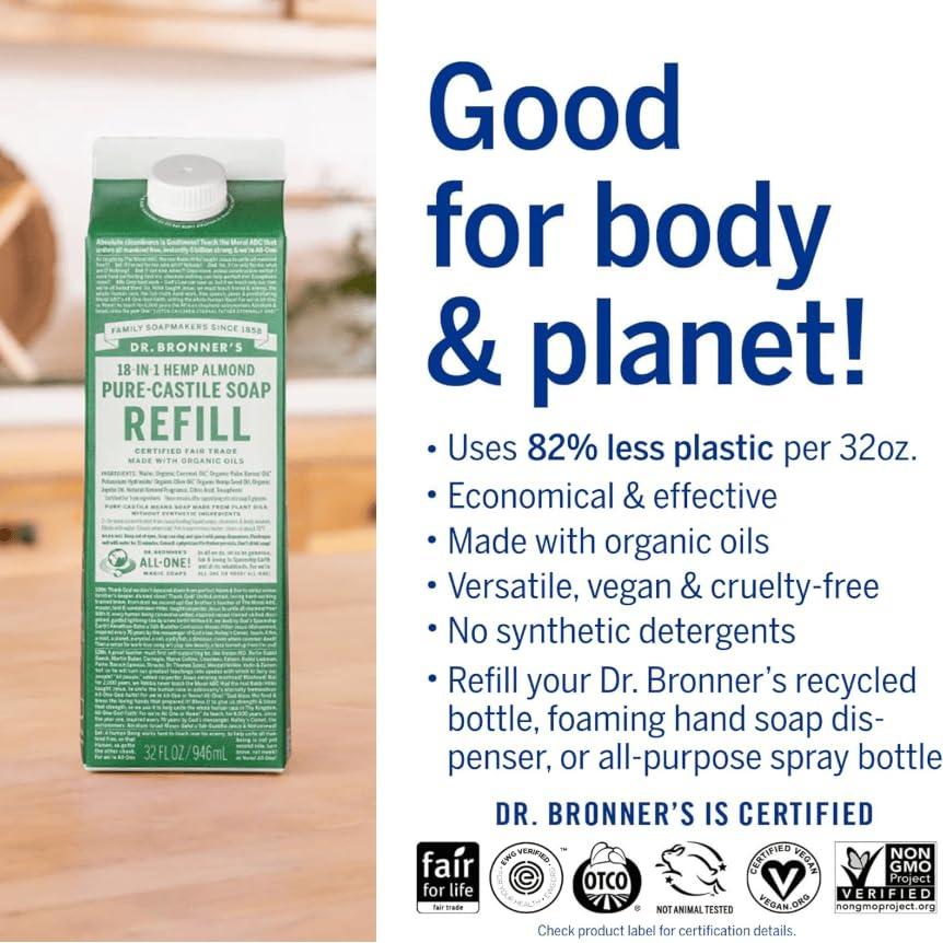 Jabón Líquido Mágico Dr. Bronner Almendra 946 ml - Paquete de 2