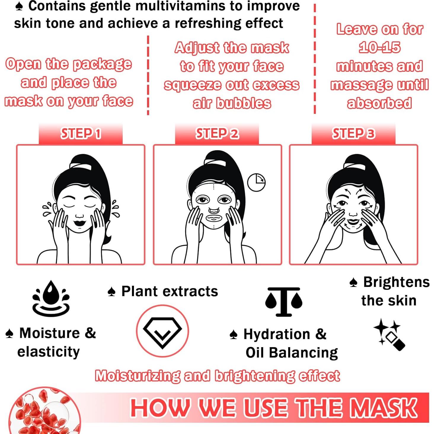 Set 8 Mascarillas Faciales Hidratantes DWDiWen - Todos Tipos de Piel