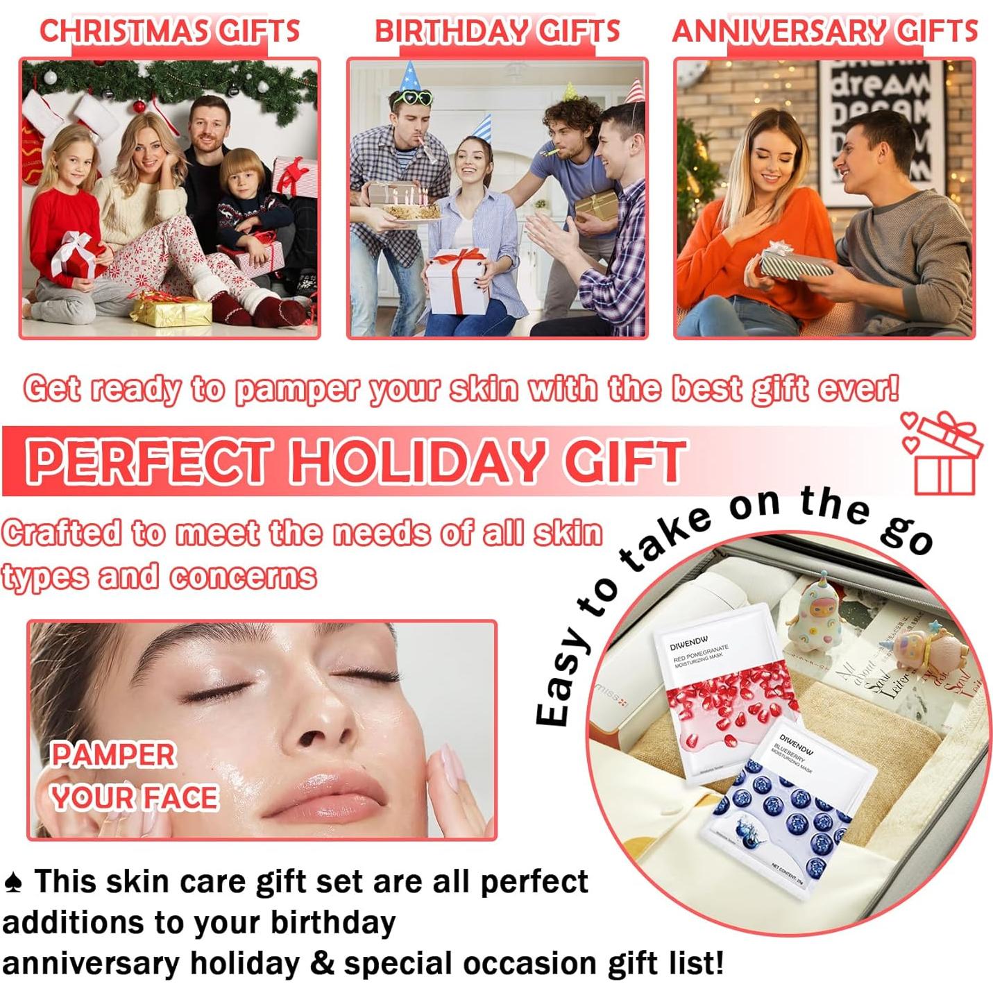 Set 8 Mascarillas Faciales Hidratantes DWDiWen - Todos Tipos de Piel