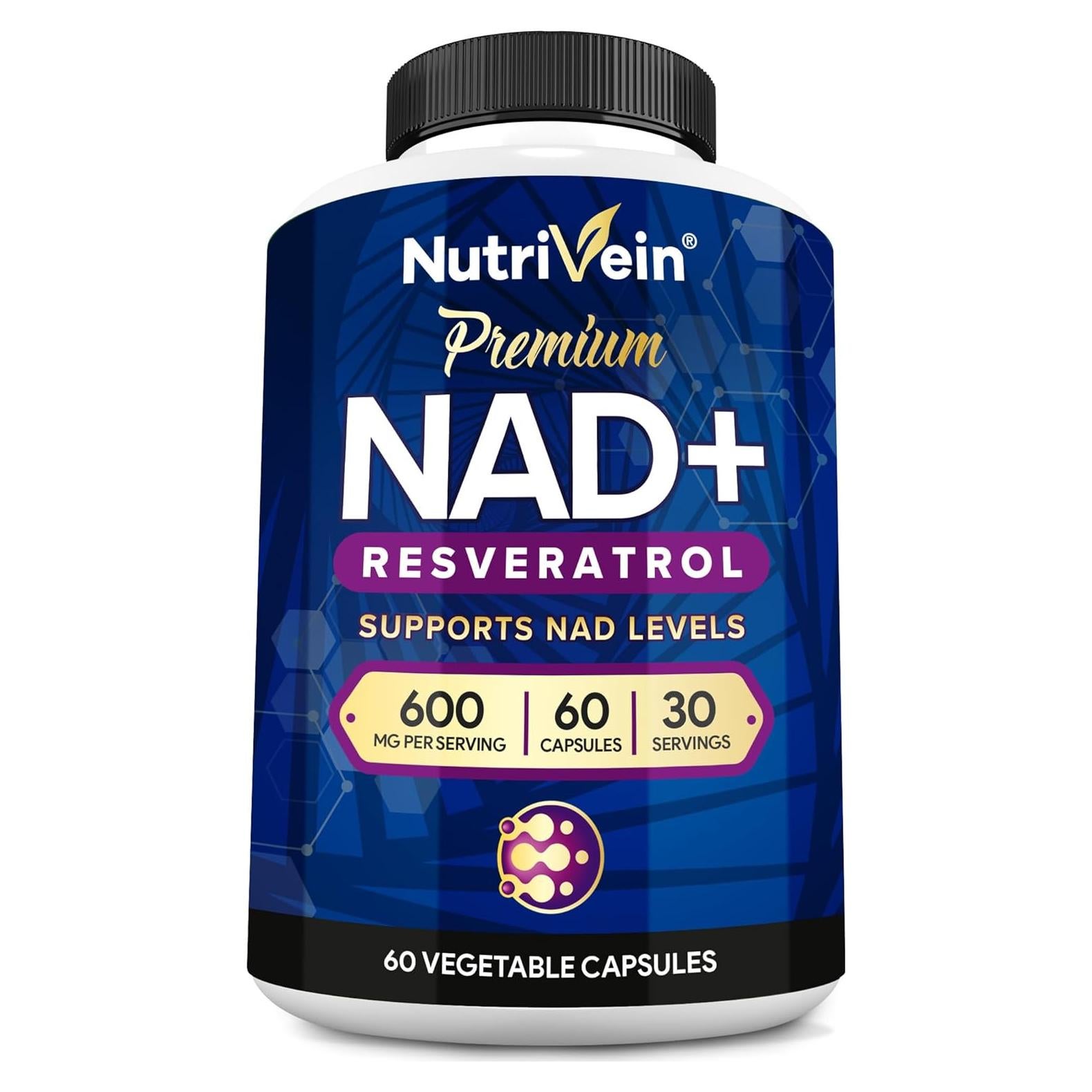 Suplemento de NAD+ y Resveratrol Nutrivein 600 mg - 60 Cápsulas