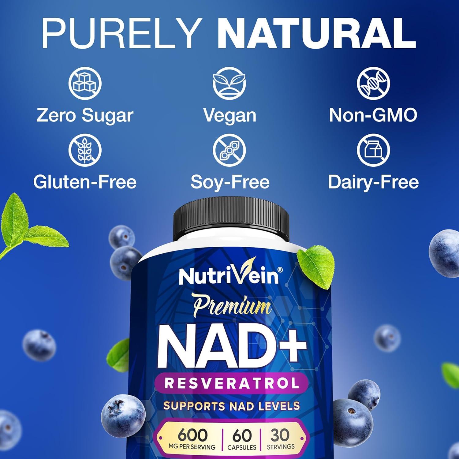 Suplemento de NAD+ y Resveratrol Nutrivein 600 mg - 60 Cápsulas