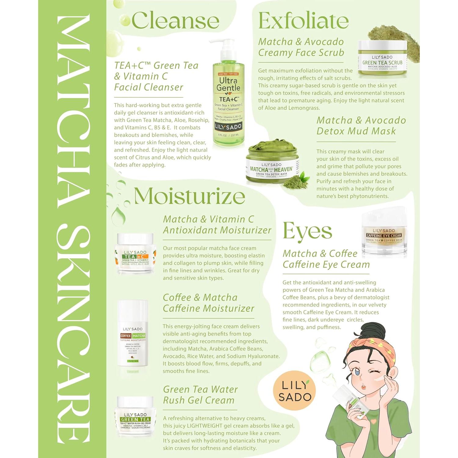 Mascarilla Facial Orgánica LILY SADO Matcha 113g - Antienvejecimiento