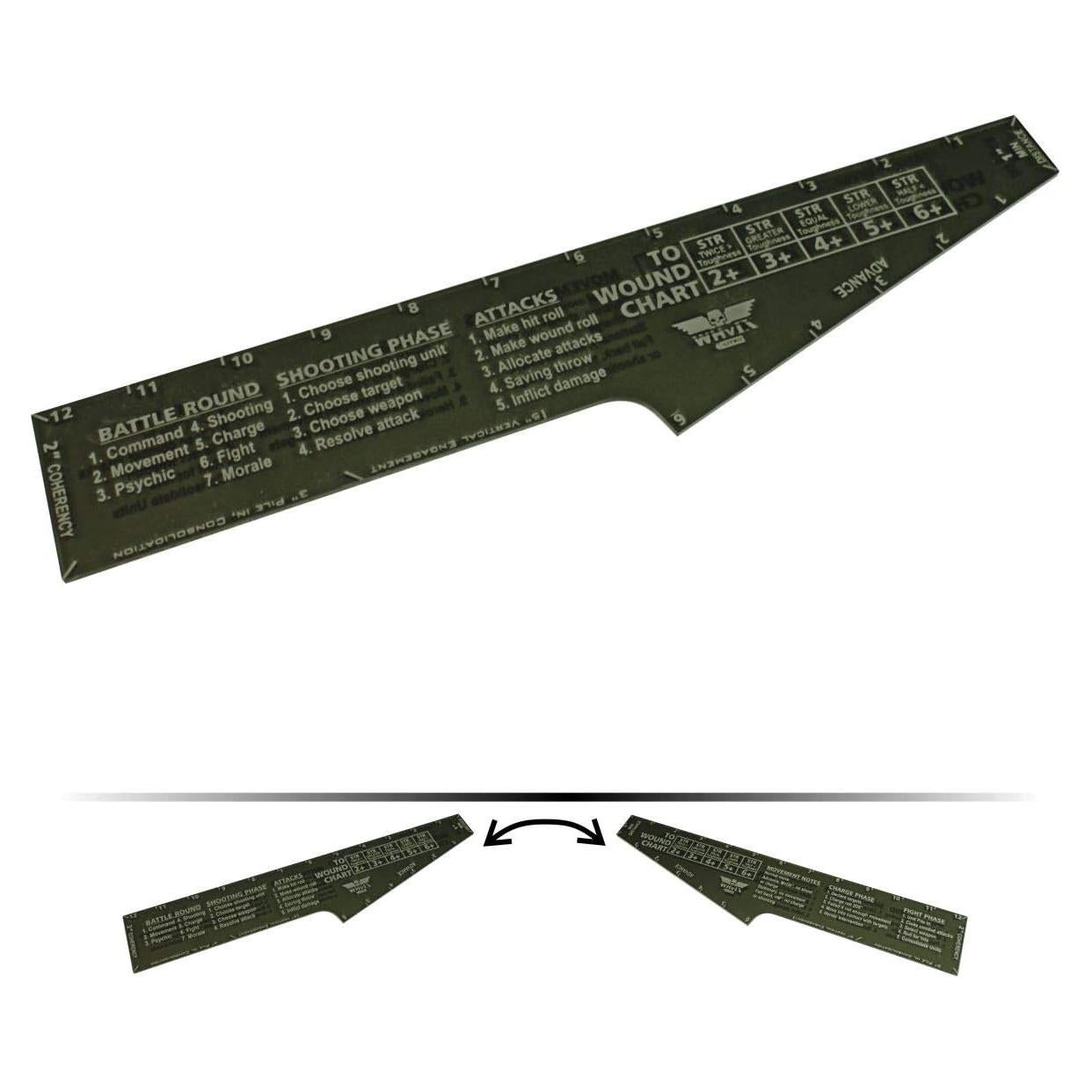 Regla de Movimiento y Tiro LITKO 30 cm Verde para Warhammer 40K