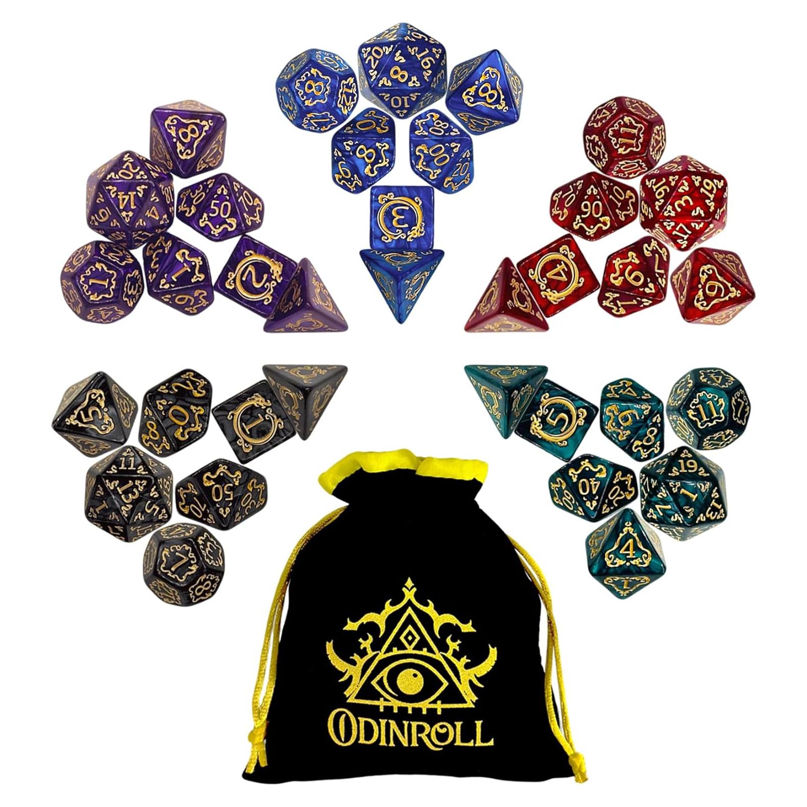 Juego de Dados Poliedricos ODINROLL 35 Piezas D&D RPG