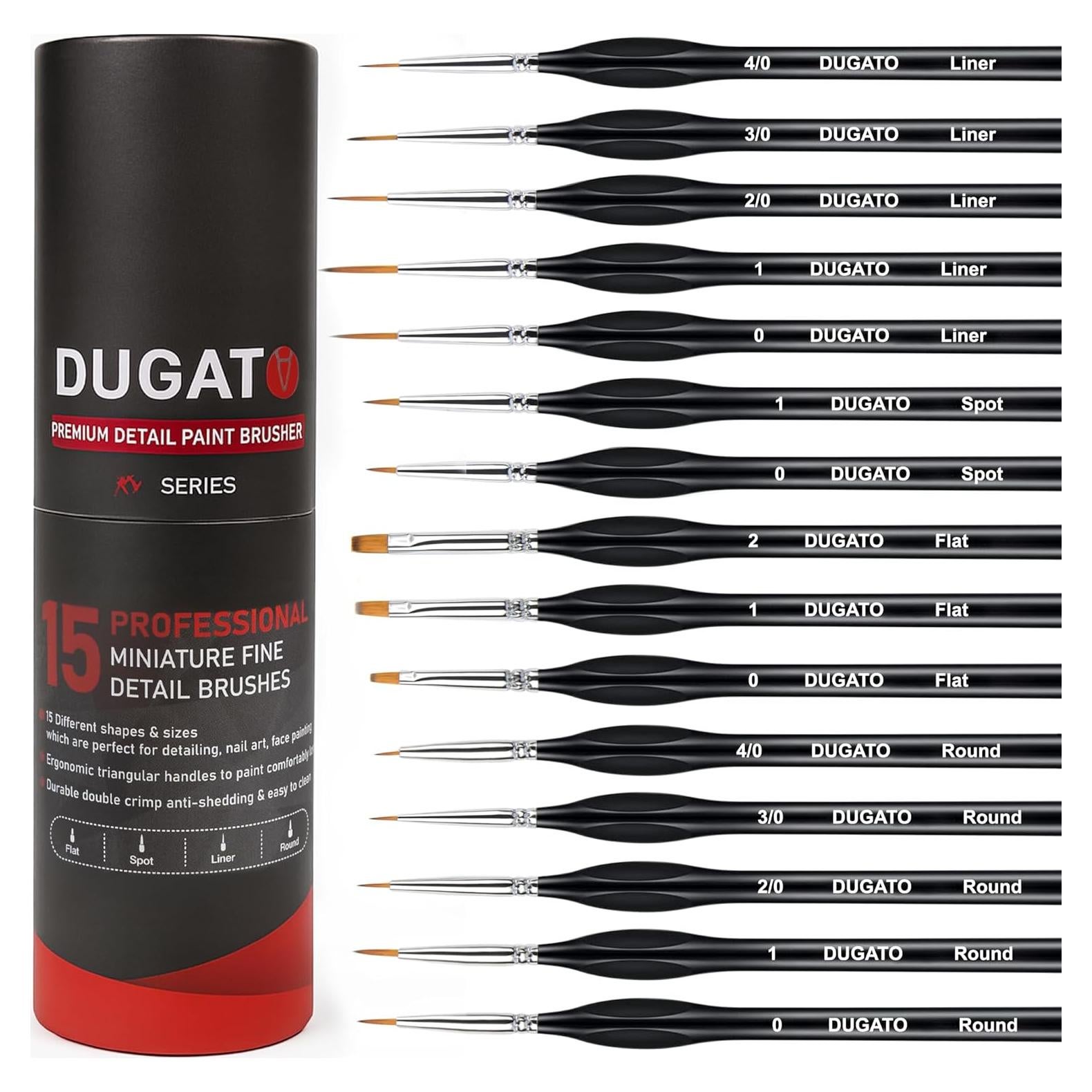 Juego de Pinceles de Detalle Fino DUGATO - 15 Piezas
