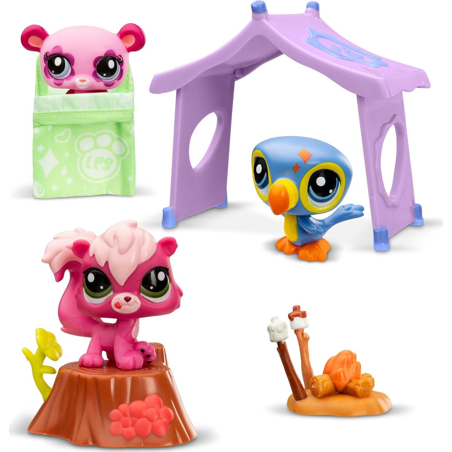 Set de Camping Littlest Pet Shop 3 Animales y Accesorios