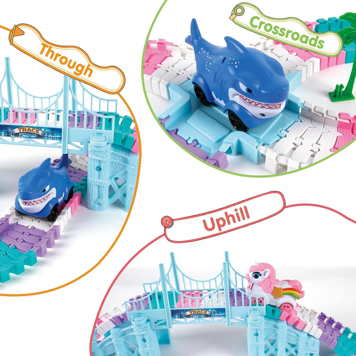 Pista de Coches de Carreras 194 Piezas M SANMERSEN Rosa