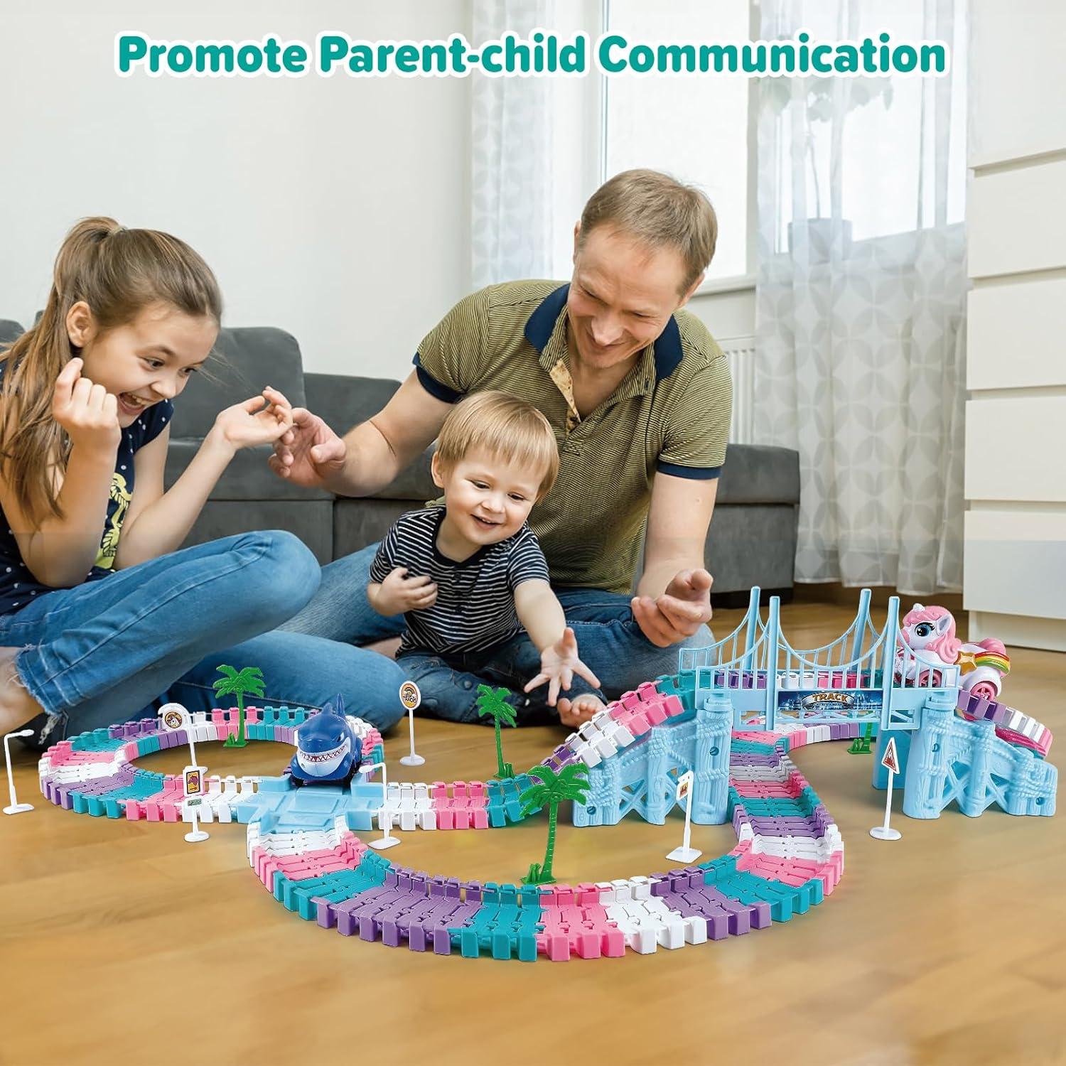 Pista de Coches de Carreras 194 Piezas M SANMERSEN Rosa