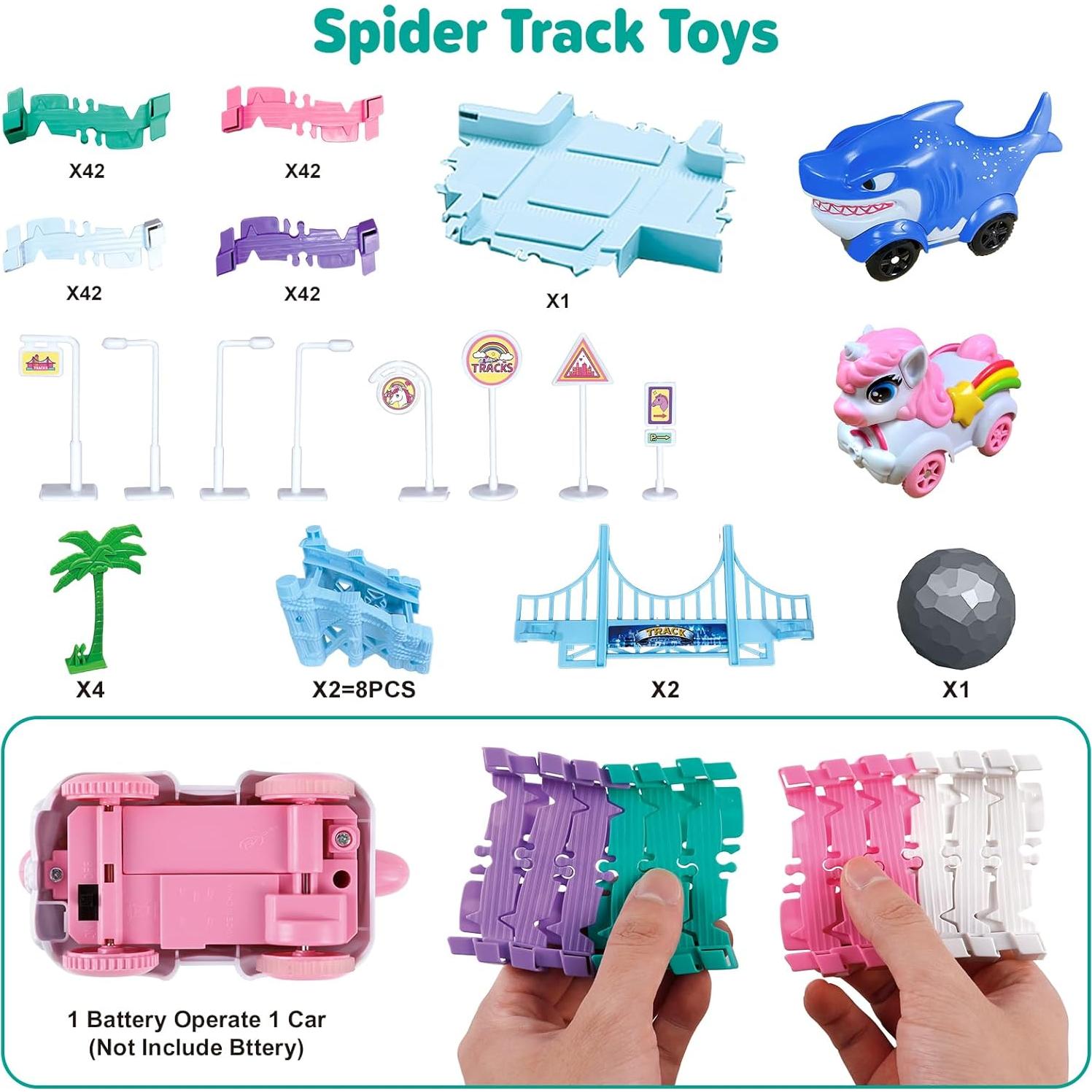 Pista de Coches de Carreras 194 Piezas M SANMERSEN Rosa